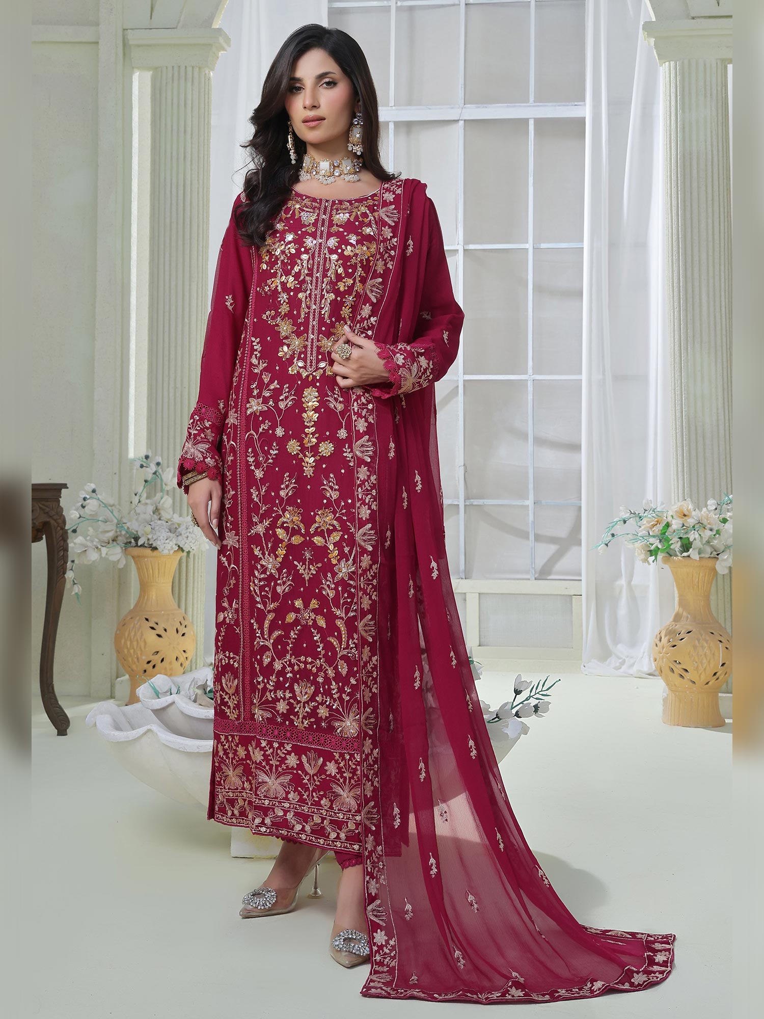 Wardah Uzair "Festive Soiree" Lux Embroidered Chiffon Suit - Gleam