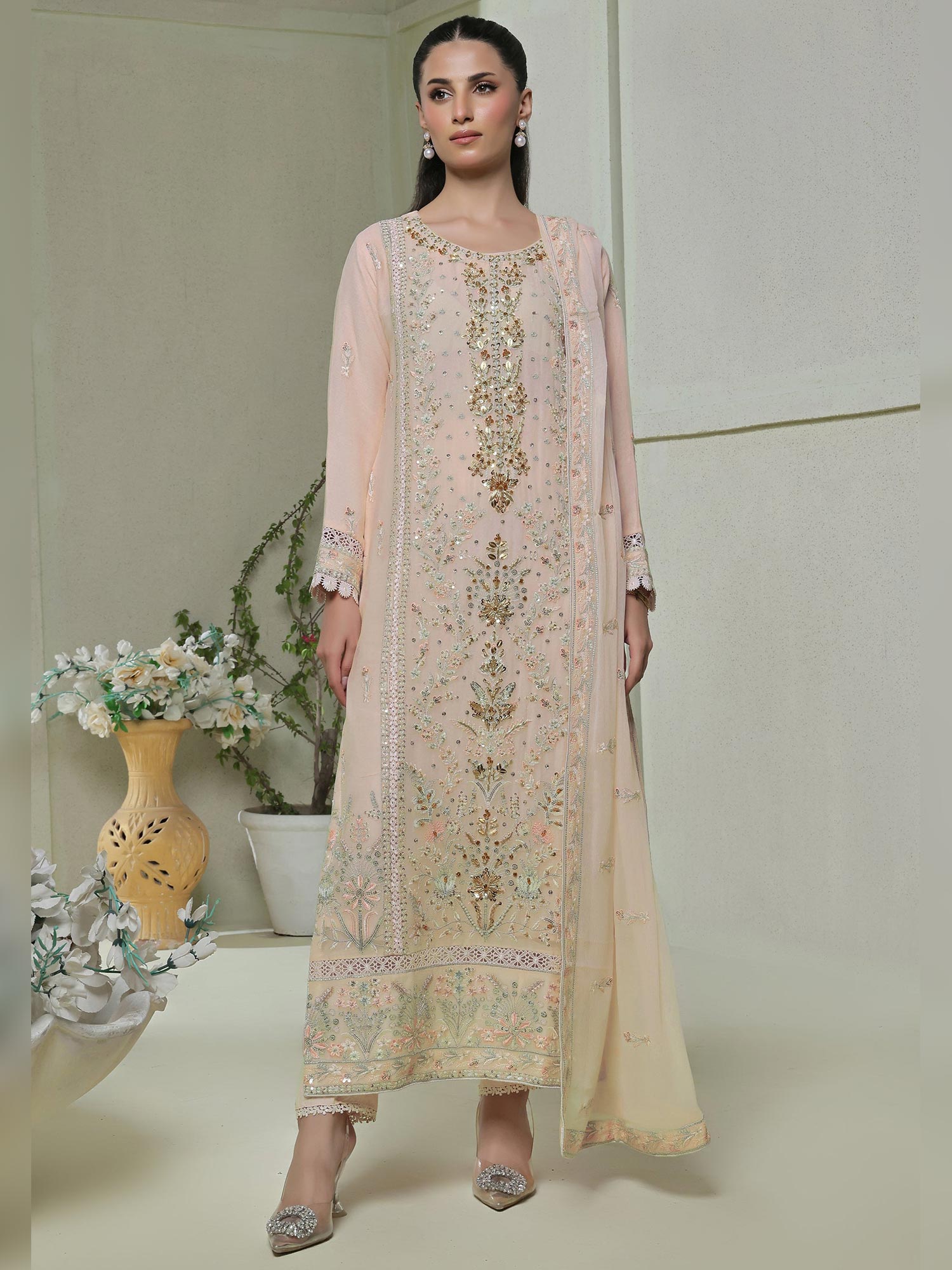 Wardah Uzair "Festive Soiree" Lux Embroidered Chiffon Suit - Grandeur
