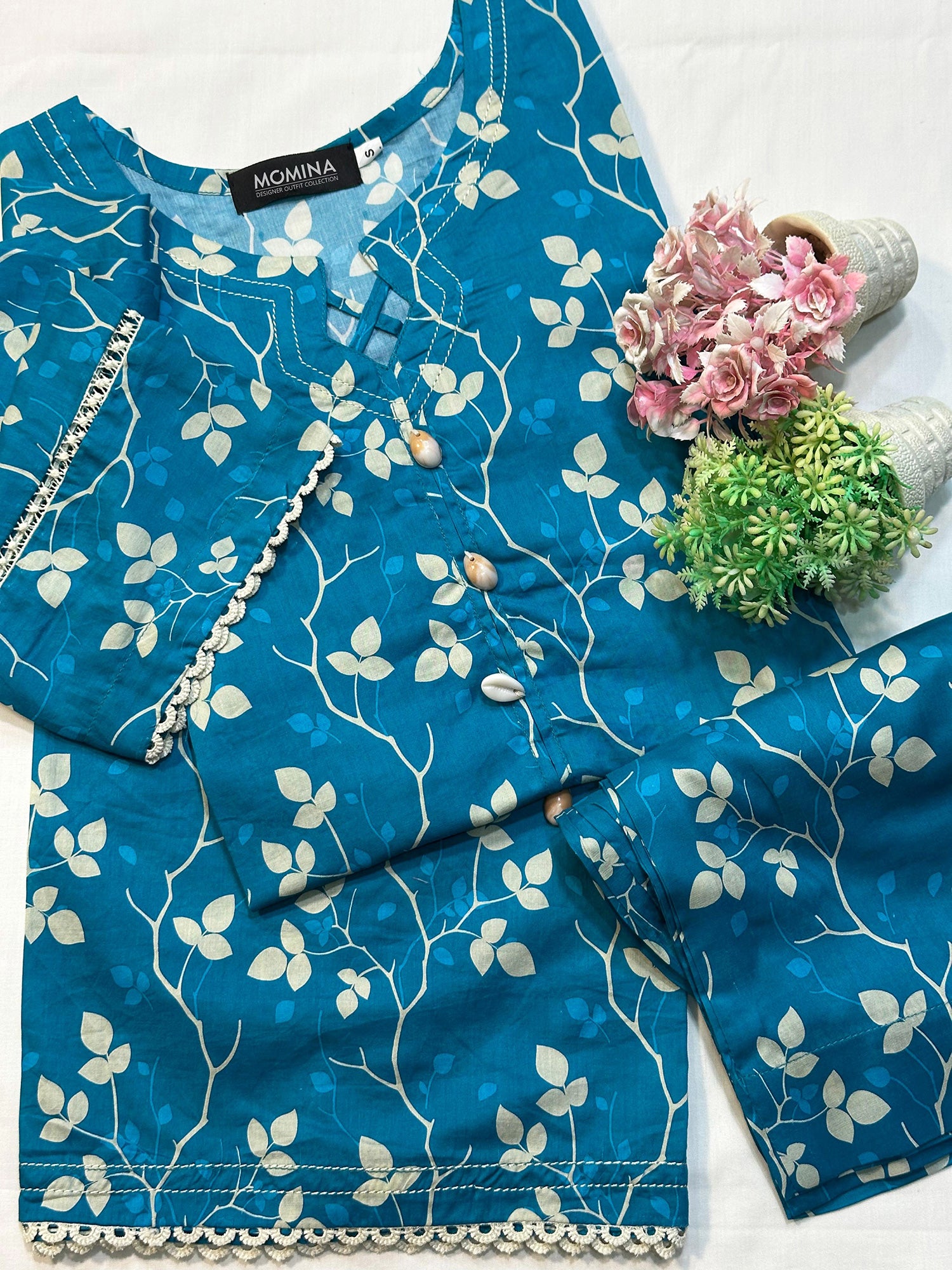 Zinc Blue Casual Printed Lawn 2-Piece Suit