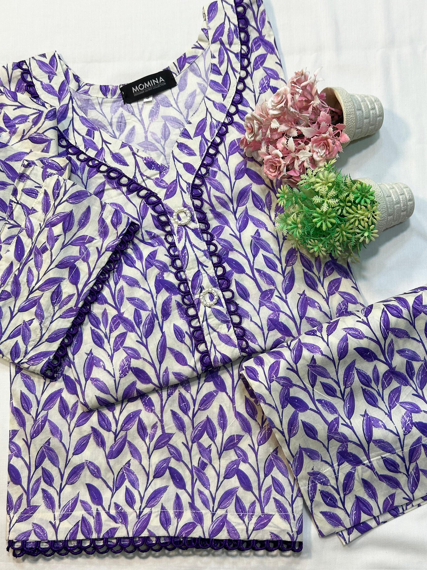Purple Leaves Casual Printed Lawn 2-Piece Suit