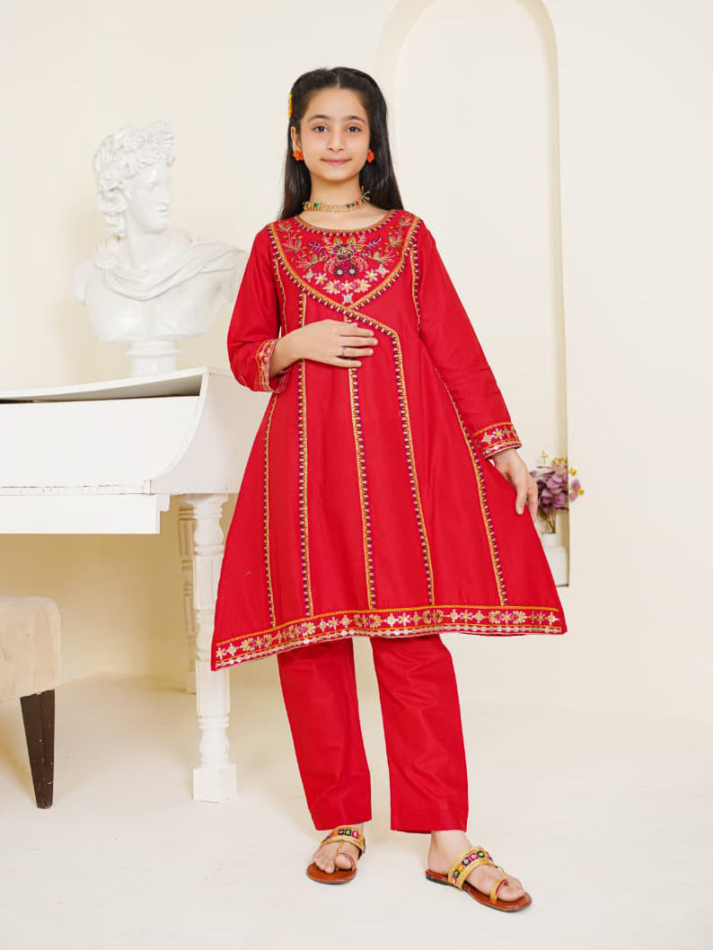 Kids Winter Cotton 2-Piece Suit - Red
