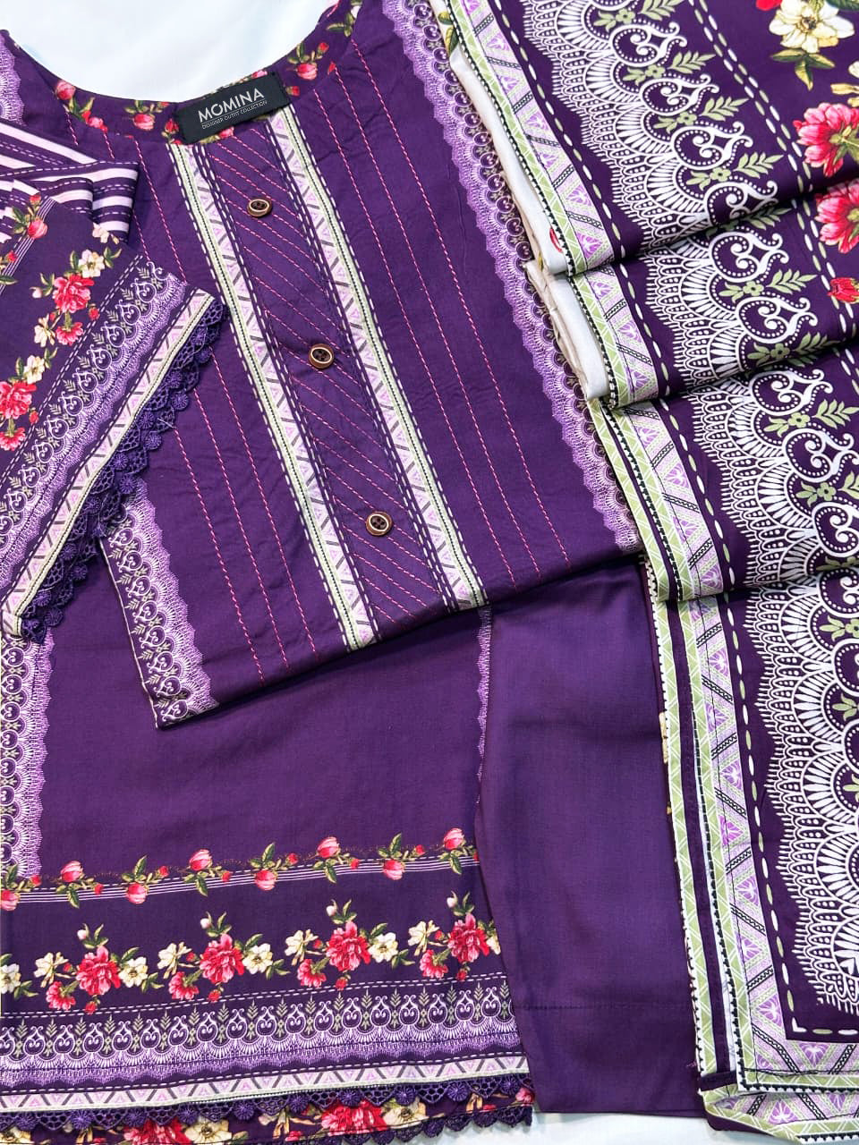 Purple Casual Winter Linen 3-Piece Suit