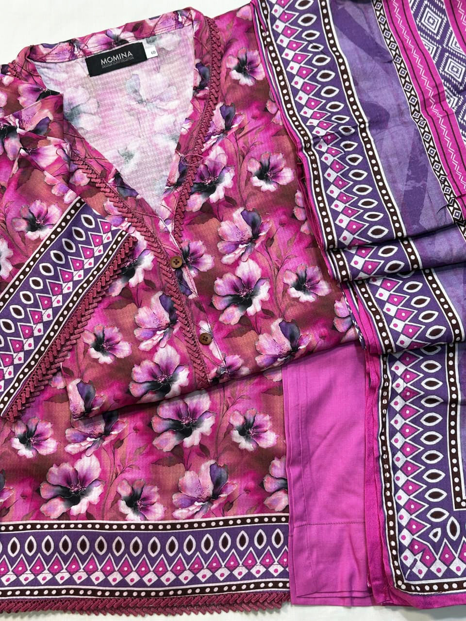 Pink Winter Slub Linen Casual 3-Piece Suit