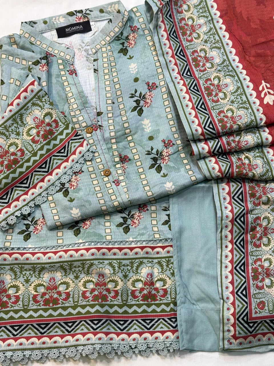 Dull Green Winter Slub Linen Casual 3-Piece Suit