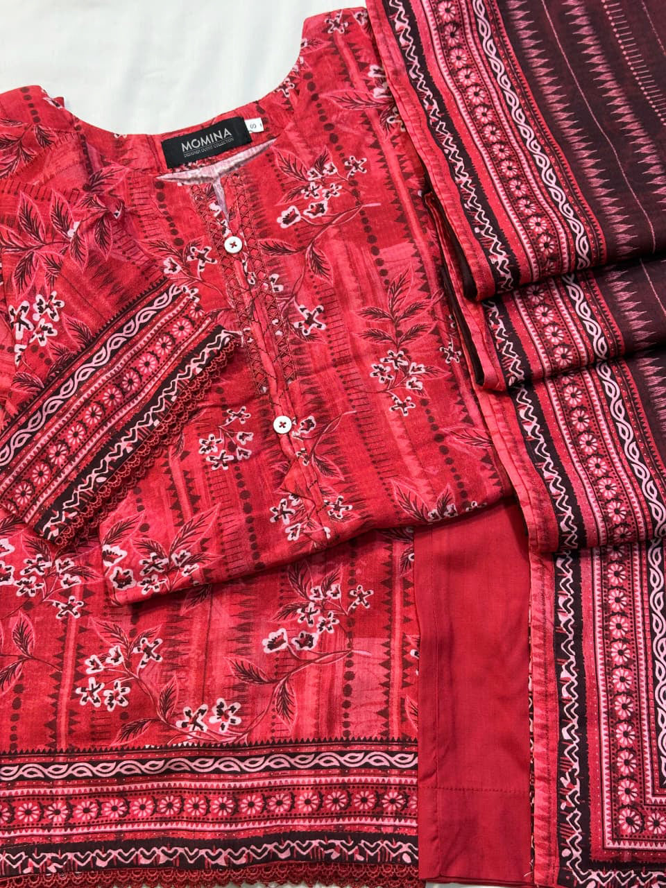 Red Winter Slub Linen Casual 3-Piece Suit