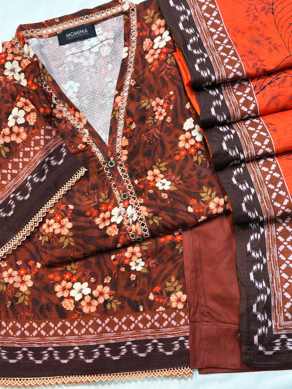 Rust Red Winter Slub Linen Casual 3-Piece Suit