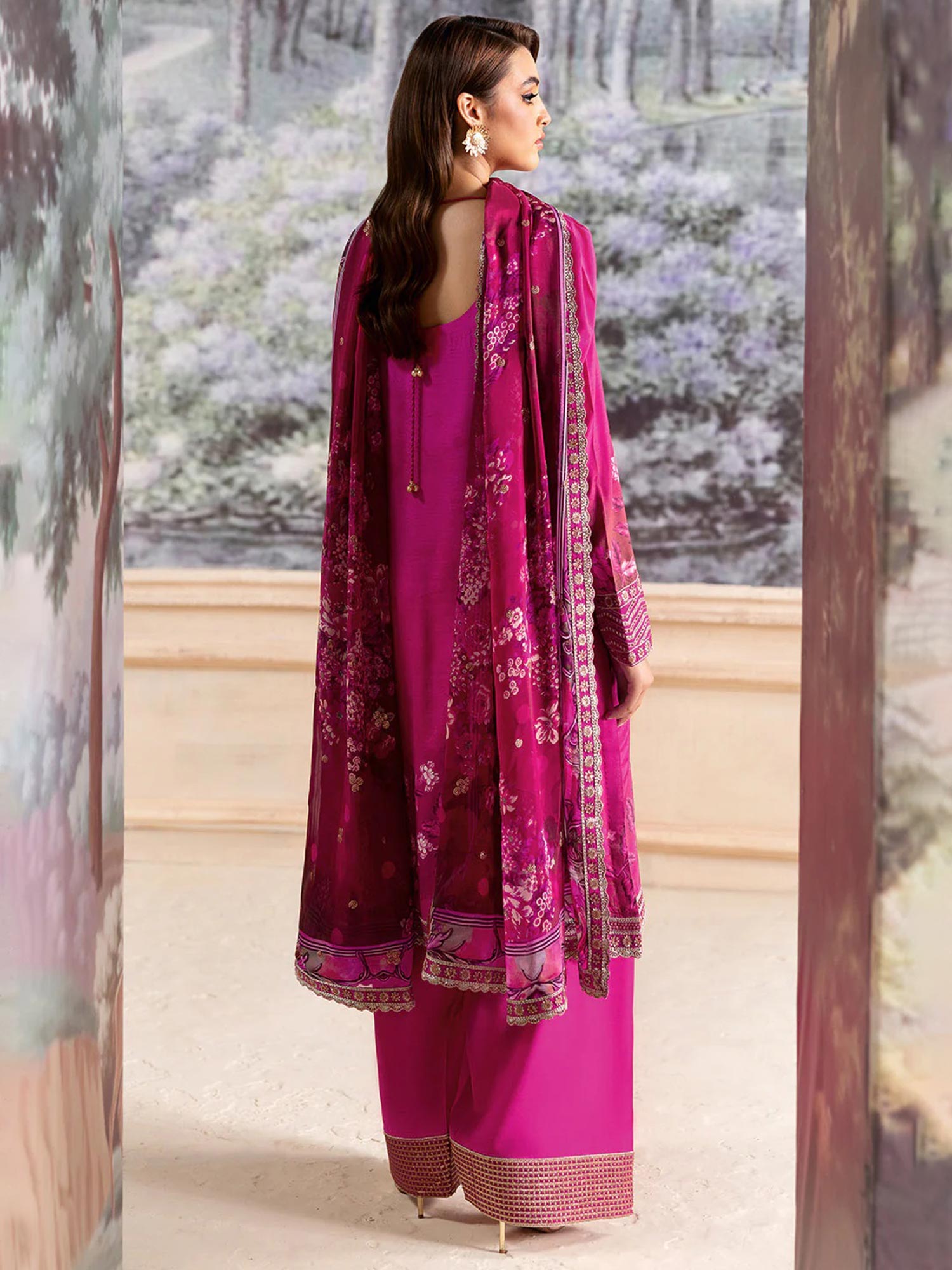 Ramsha "Riwaj" Luxury Embroidered Rawsilk Suit - Pink (K-501)