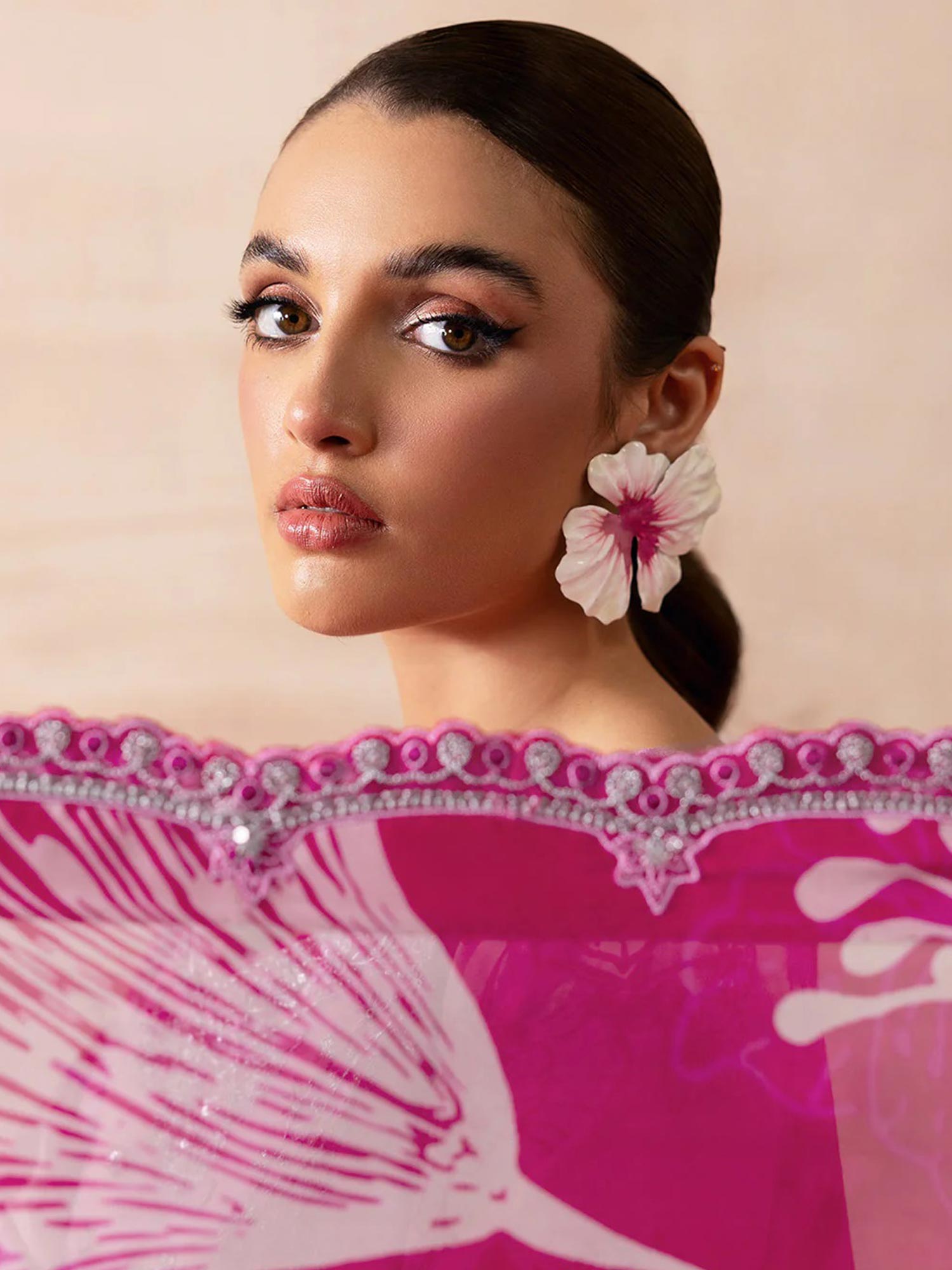 Ramsha "Riwaj" Luxury Embroidered Rawsilk Suit - Pink (K-505)