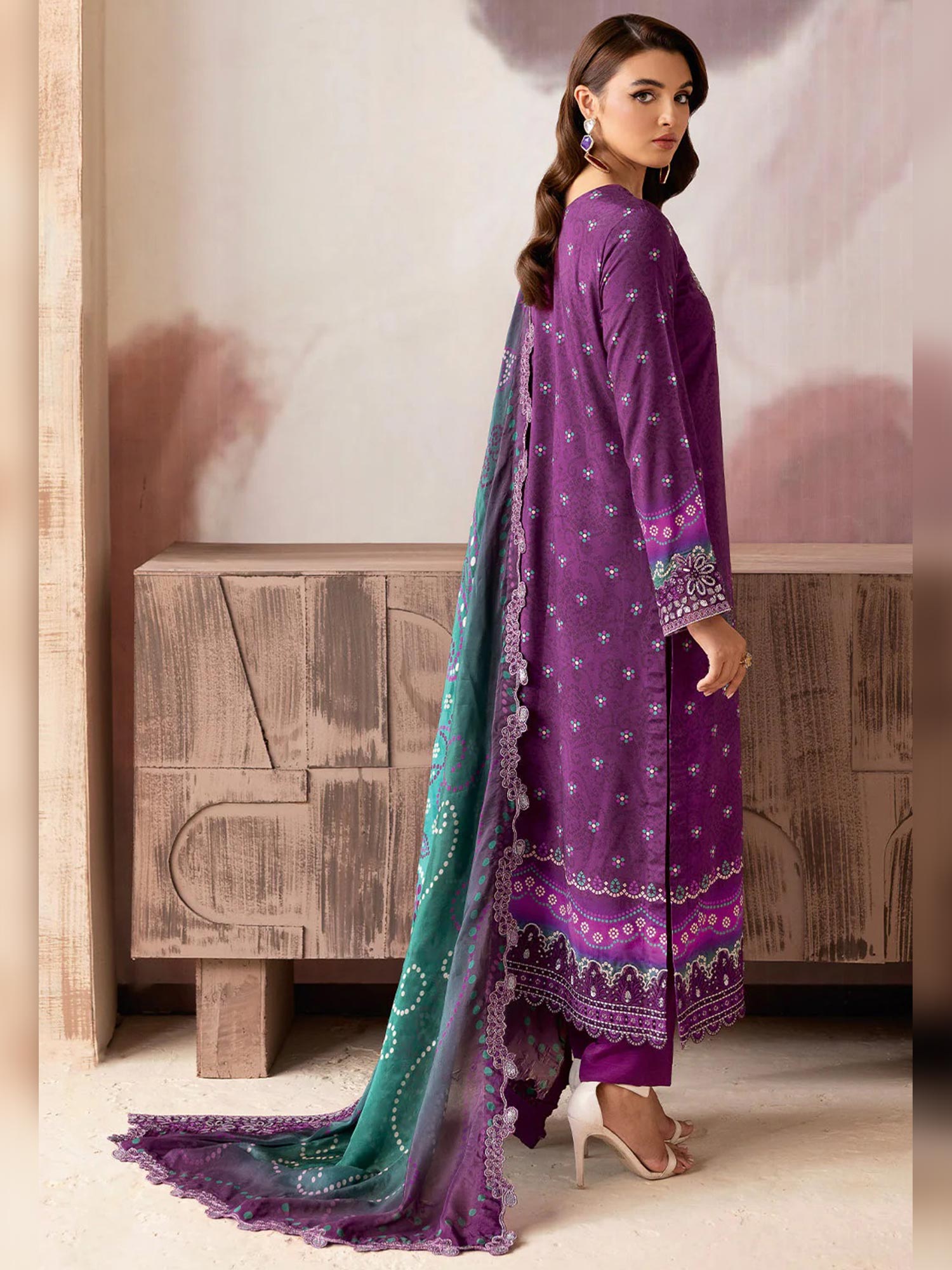 Ramsha "Riwaj" Luxury Embroidered Rawsilk Suit - Plum (K-510)