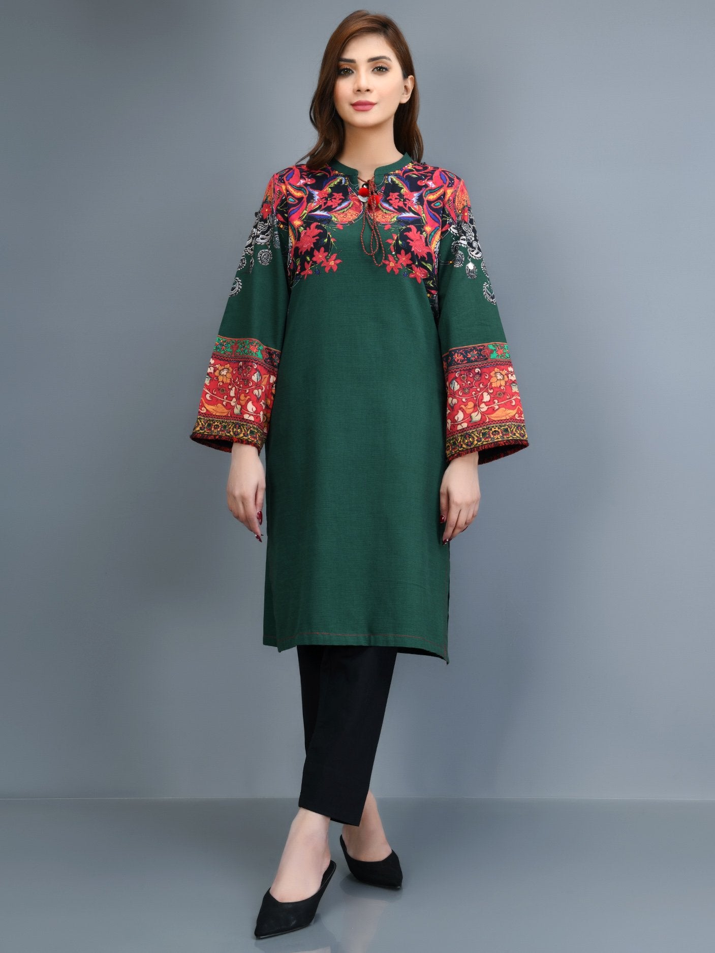 Limelight Green Slub Khaddar 2-Piece Suit (P4187SU)