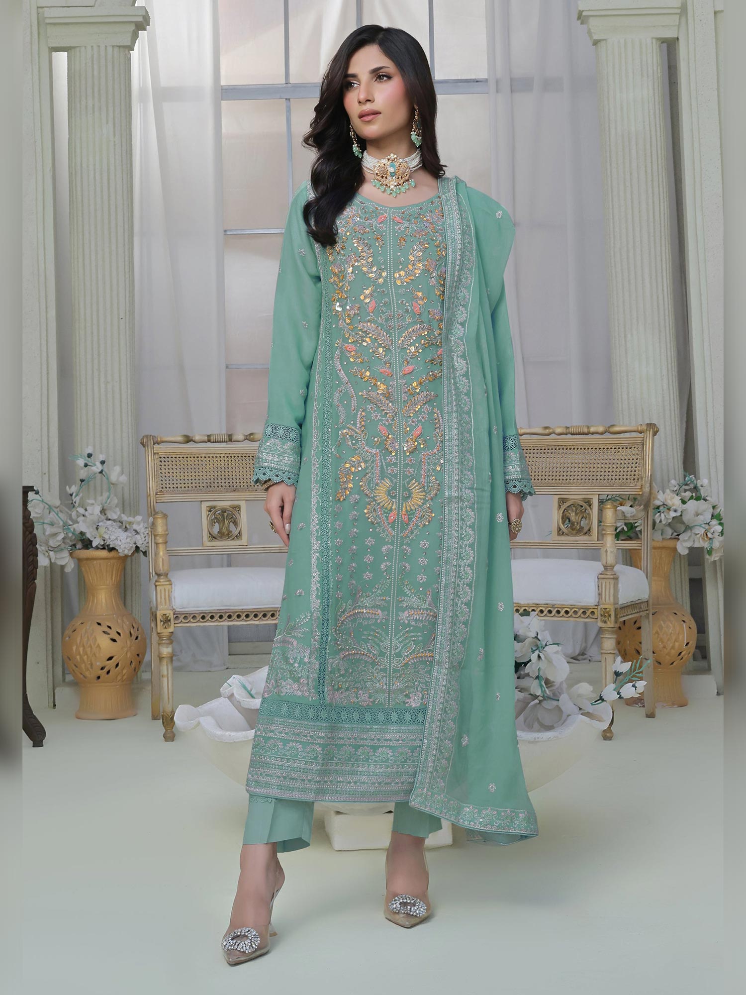 Wardah Uzair "Festive Soiree" Lux Embroidered Chiffon Suit - Jubilee