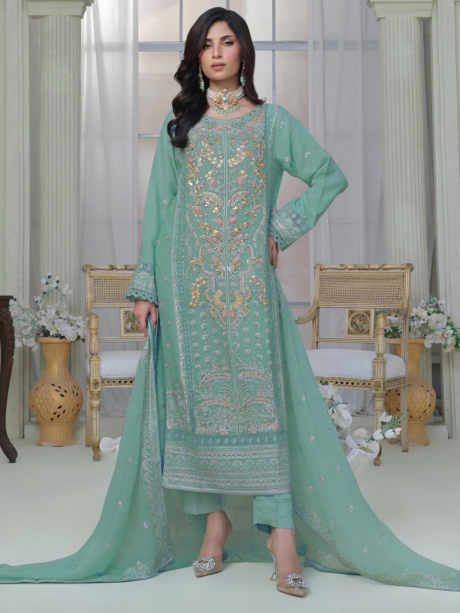 Wardah Uzair "Festive Soiree" Lux Embroidered Chiffon Suit - Jubilee