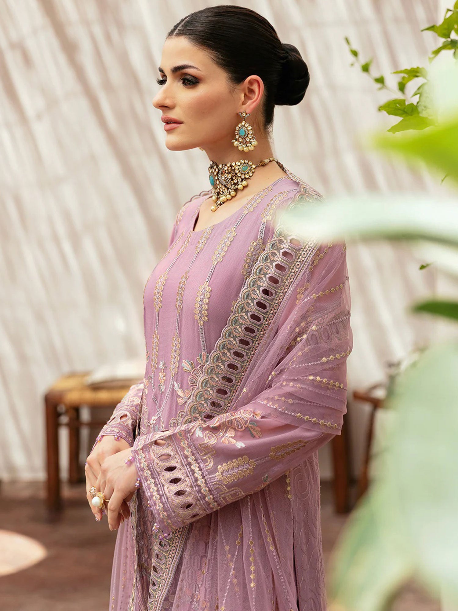 Ramsha "Kashish" Luxury Embroidered Chiffon Suit - Pink (K-204)