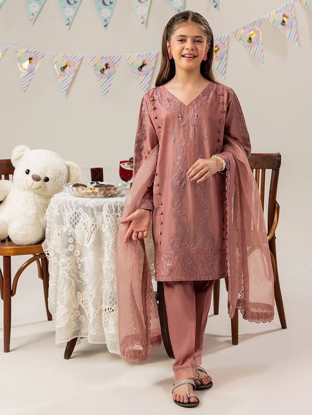 Zarqun Kids "Nissa" Embroidered Lawn Suit - Tea Pink (2542A)