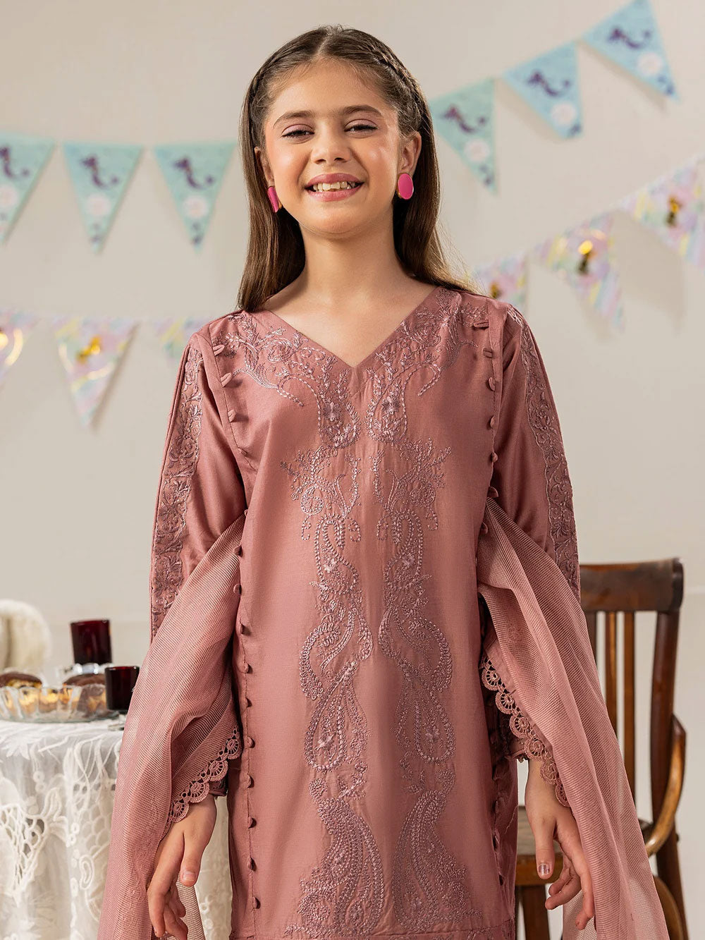 Zarqun Kids "Nissa" Embroidered Lawn Suit - Tea Pink (2542A)