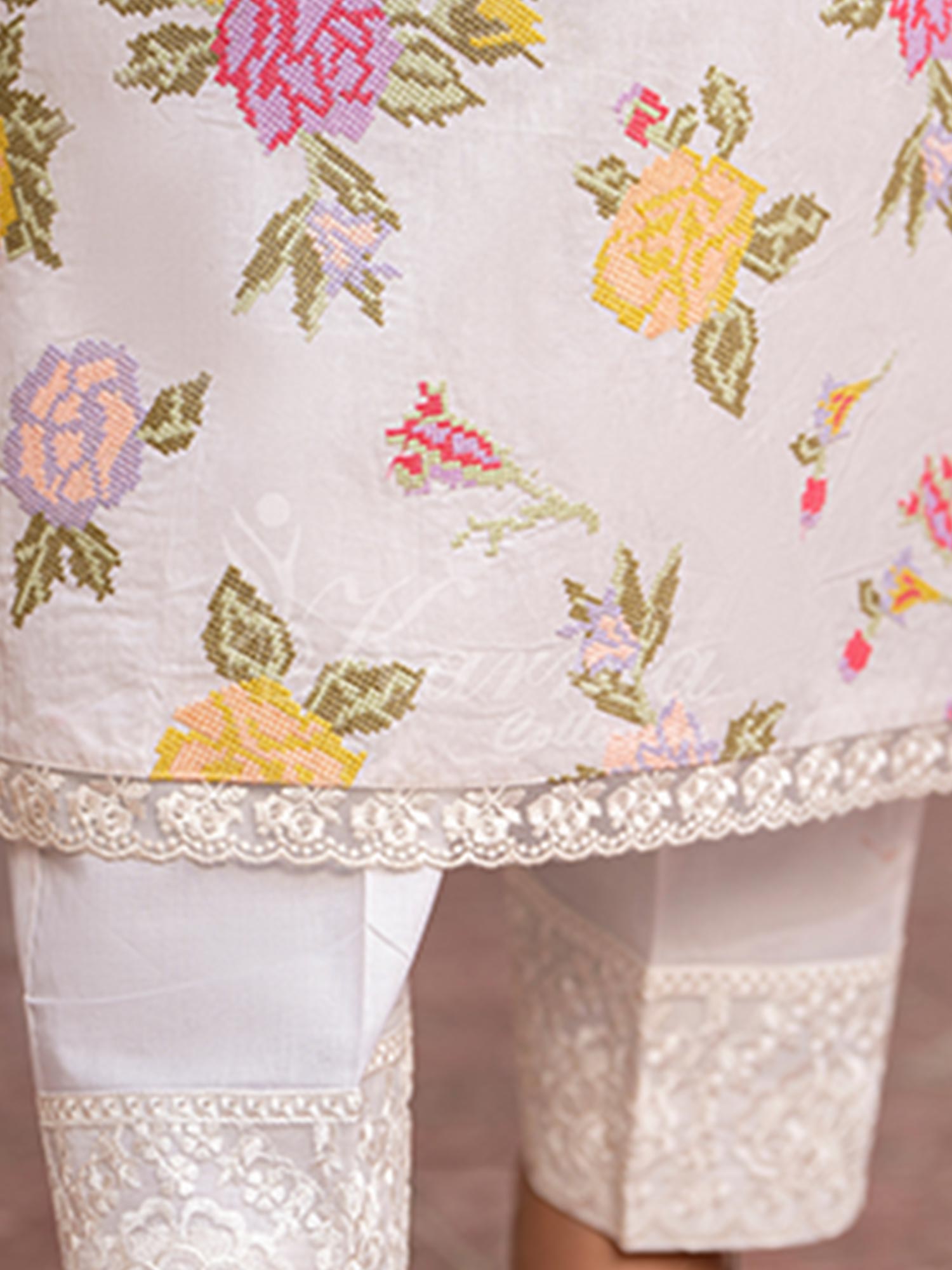Karma Collection "Kayseria" White Embroidered Suit (KC1413)