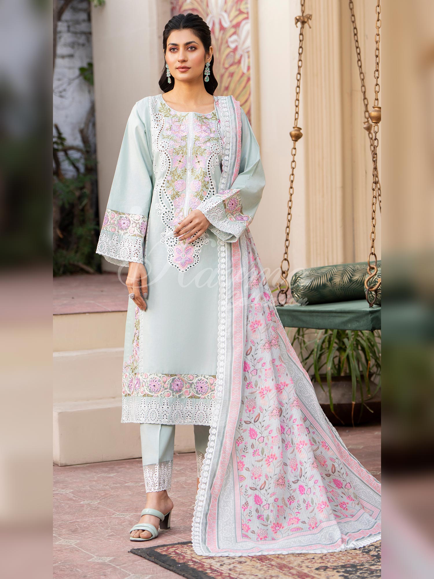 Karma Collection "Kayseria" Mint Embroidered Suit (KC1414)