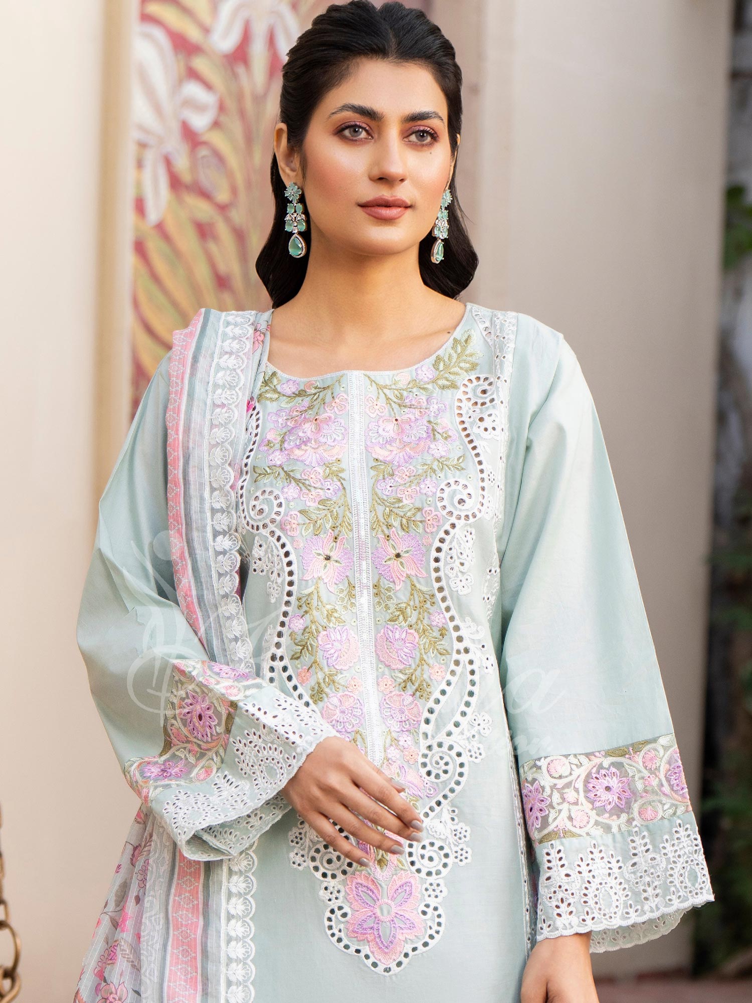 Karma Collection "Kayseria" Mint Embroidered Suit (KC1414)