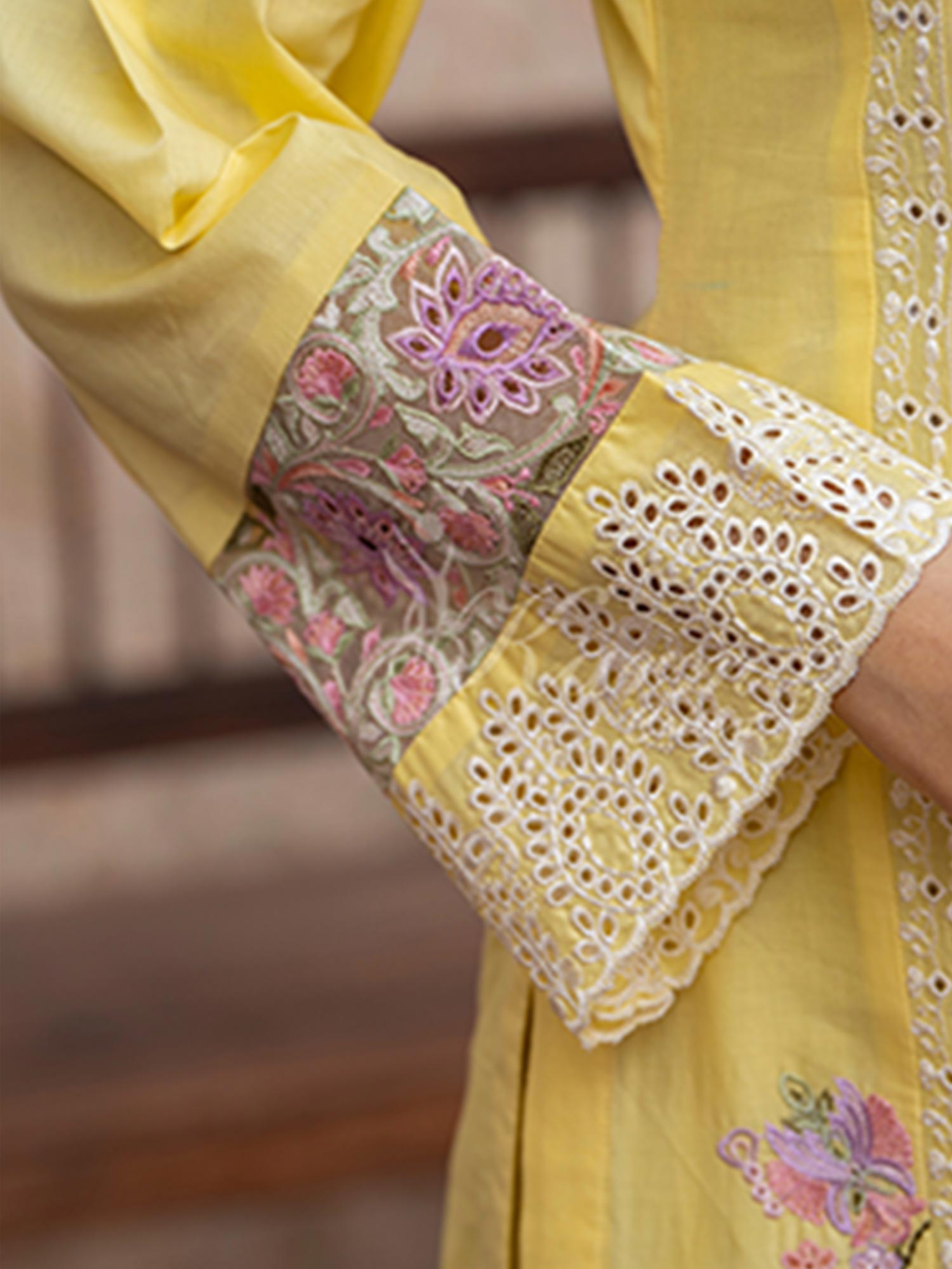 Karma Collection "Kayseria" Yellow Embroidered Suit (KC1414)