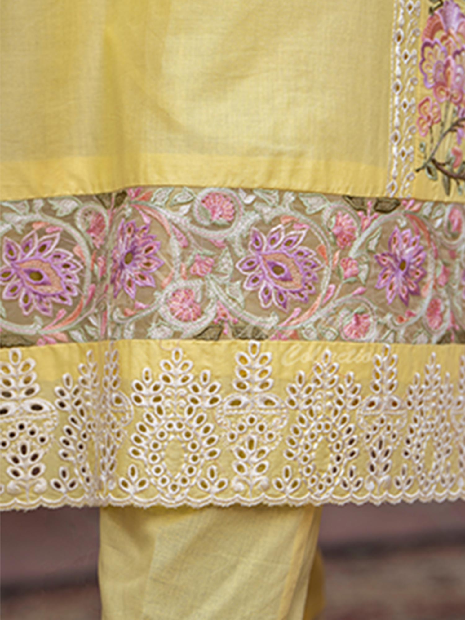 Karma Collection "Kayseria" Yellow Embroidered Suit (KC1414)
