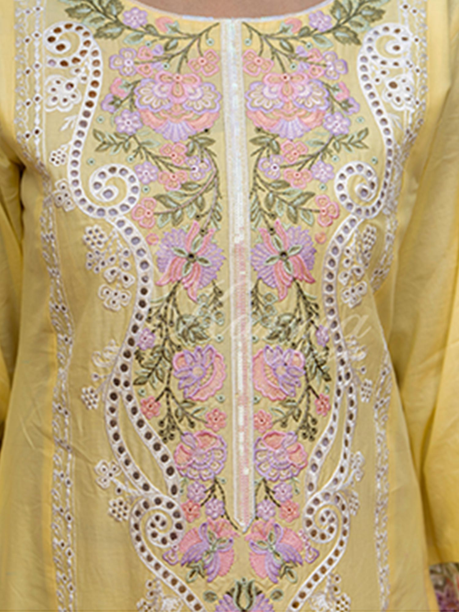 Karma Collection "Kayseria" Yellow Embroidered Suit (KC1414)