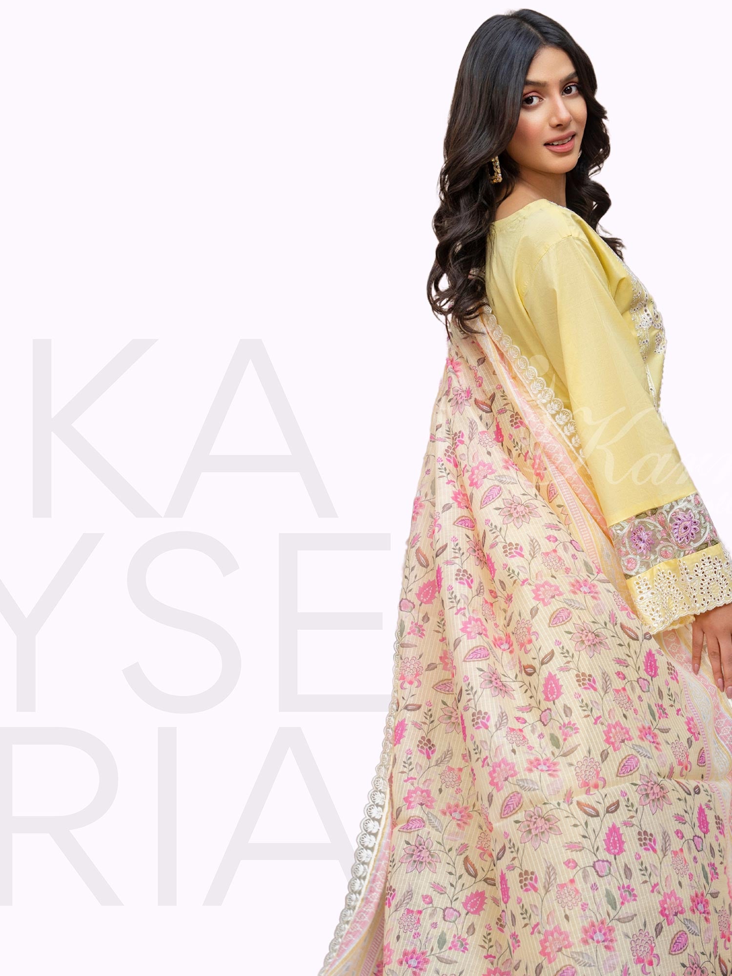 Karma Collection "Kayseria" Yellow Embroidered Suit (KC1414)