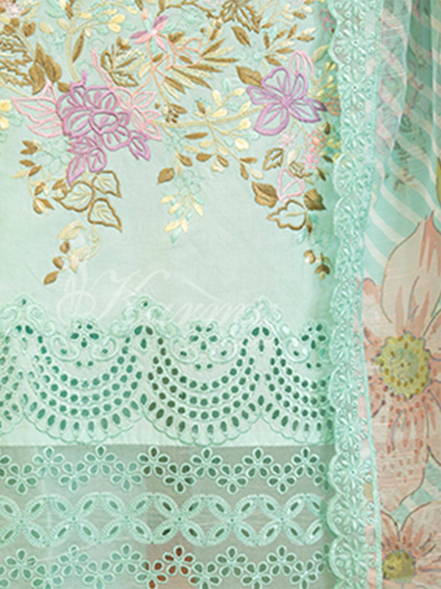 Karma Collection "Kayseria" Turquoise Embroidered Suit (KC1415)