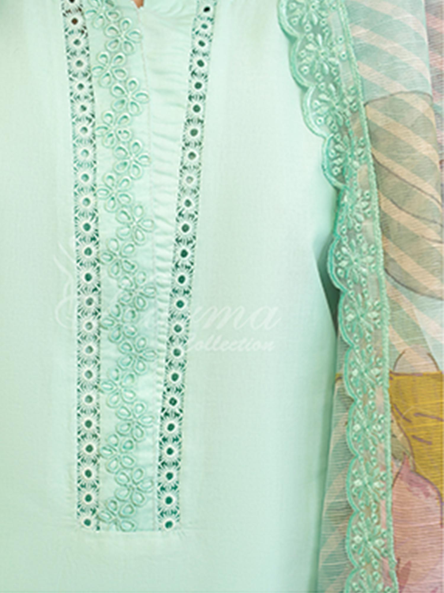 Karma Collection "Kayseria" Turquoise Embroidered Suit (KC1415)