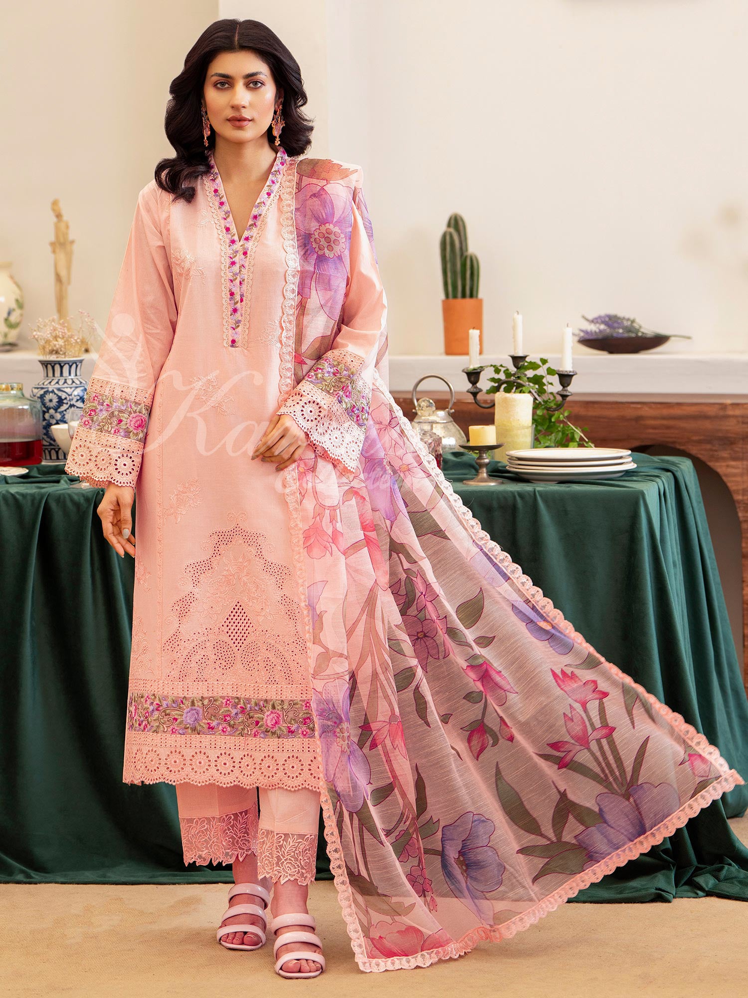 Karma Collection "Kayseria" Pink Embroidered Suit (KC1416)