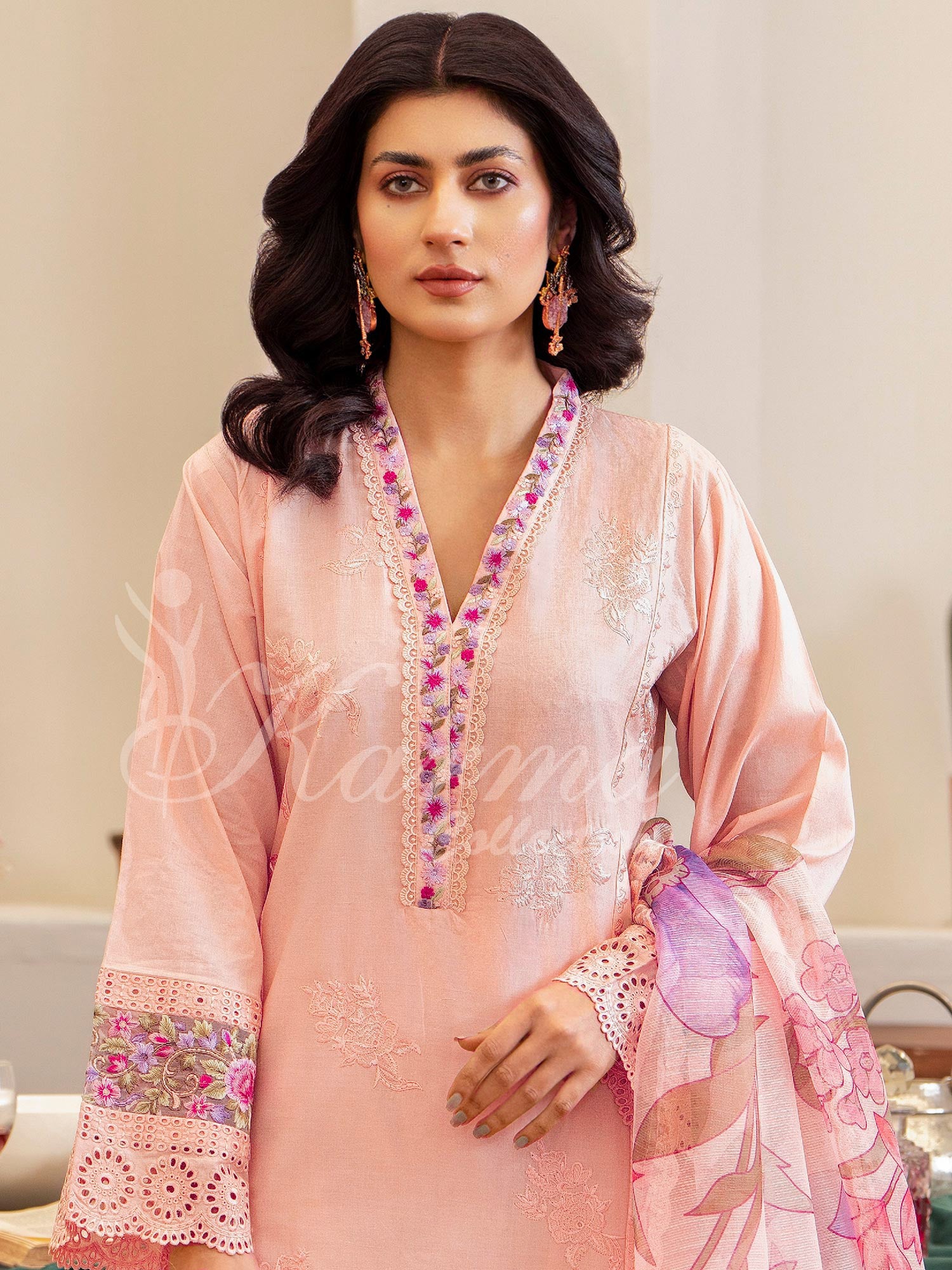 Karma Collection "Kayseria" Pink Embroidered Suit (KC1416)