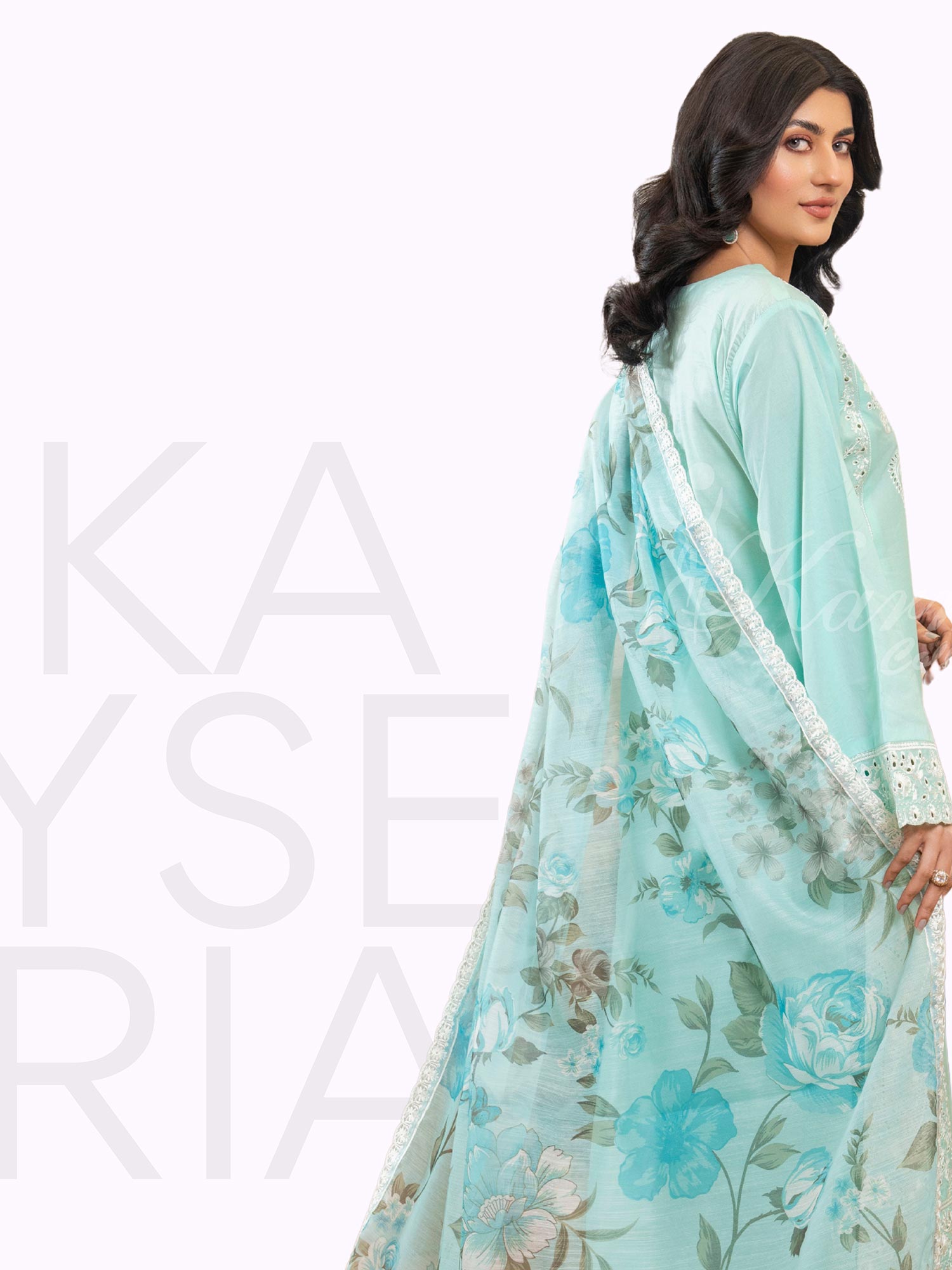Karma Collection "Kayseria" Soft Blue Embroidered Suit (KC1417)