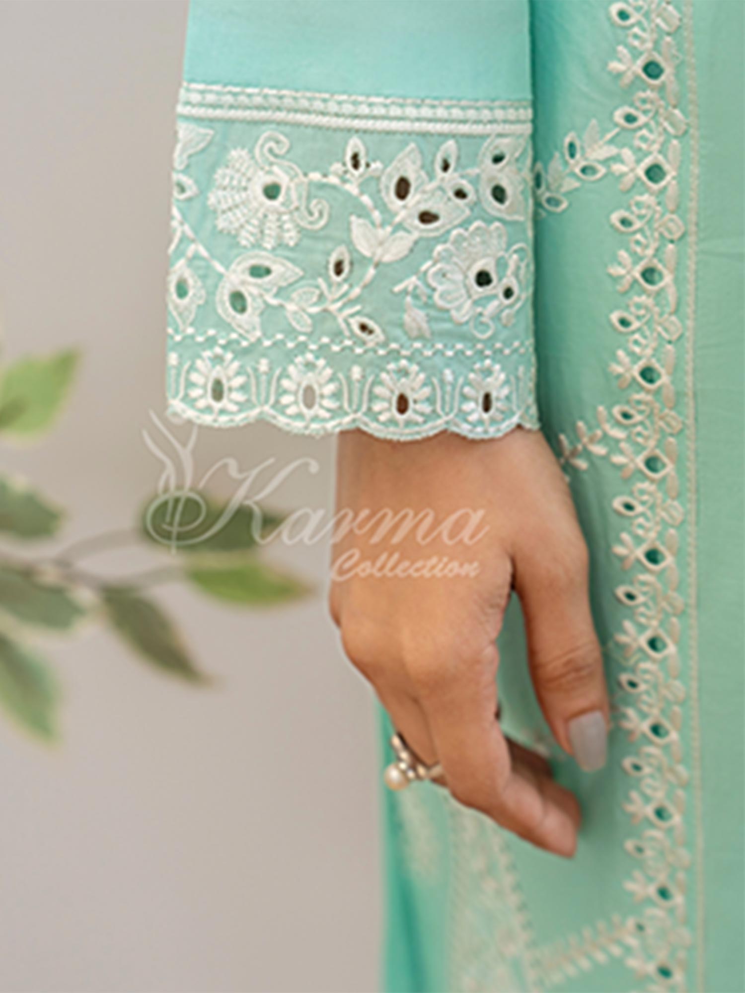 Karma Collection "Kayseria" Soft Blue Embroidered Suit (KC1417)