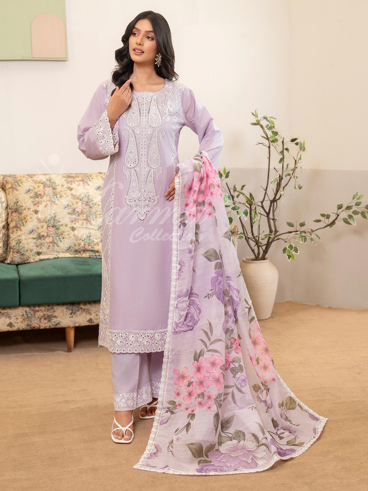 Karma Collection "Kayseria" Lilac Embroidered Suit (KC1417)