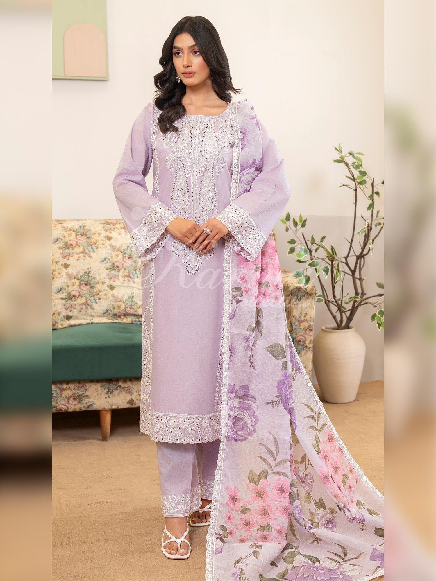 Karma Collection "Kayseria" Lilac Embroidered Suit (KC1417)