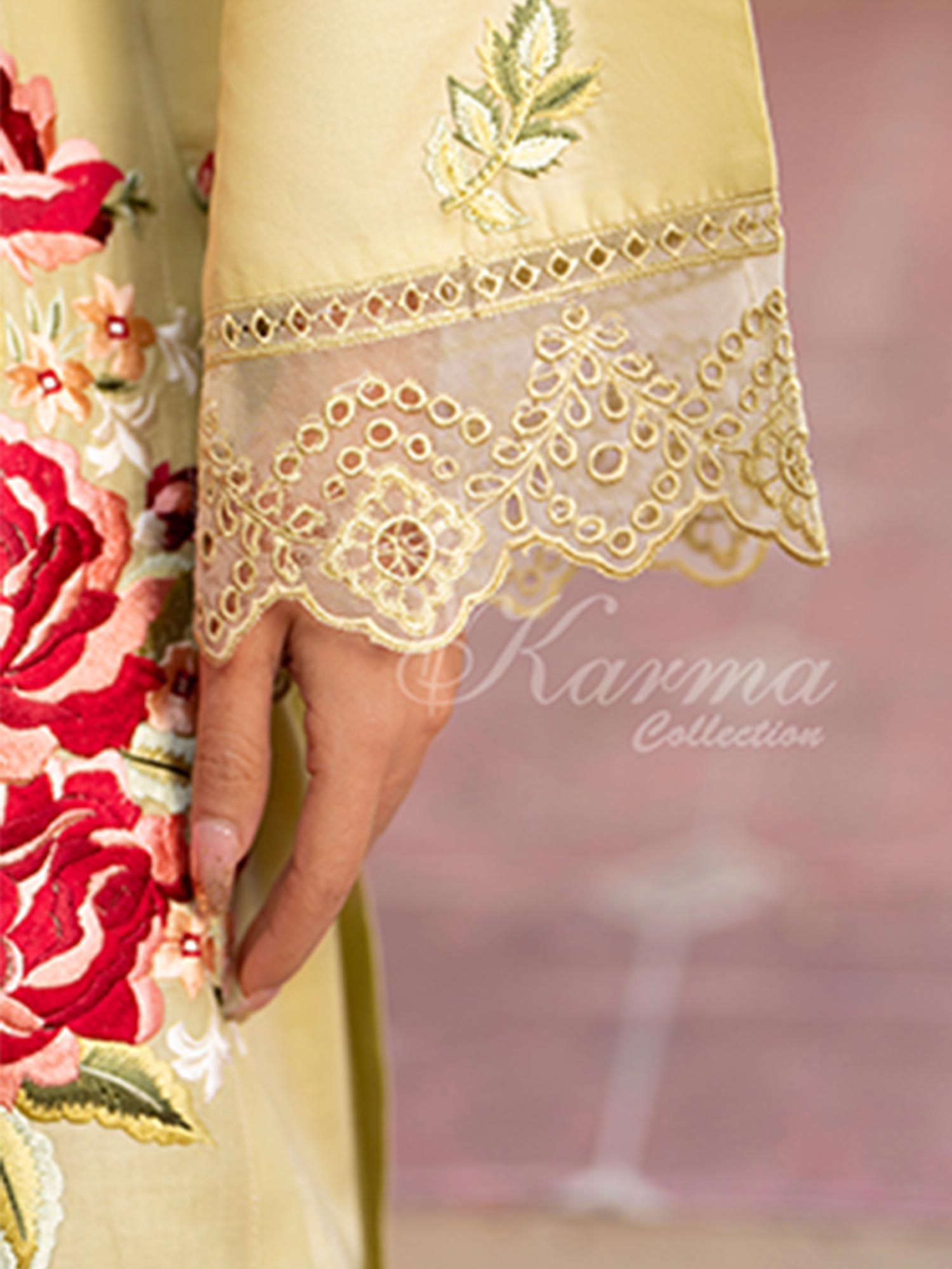 Karma Collection "Kayseria" Sandy Green Embroidered Suit (KC1418)