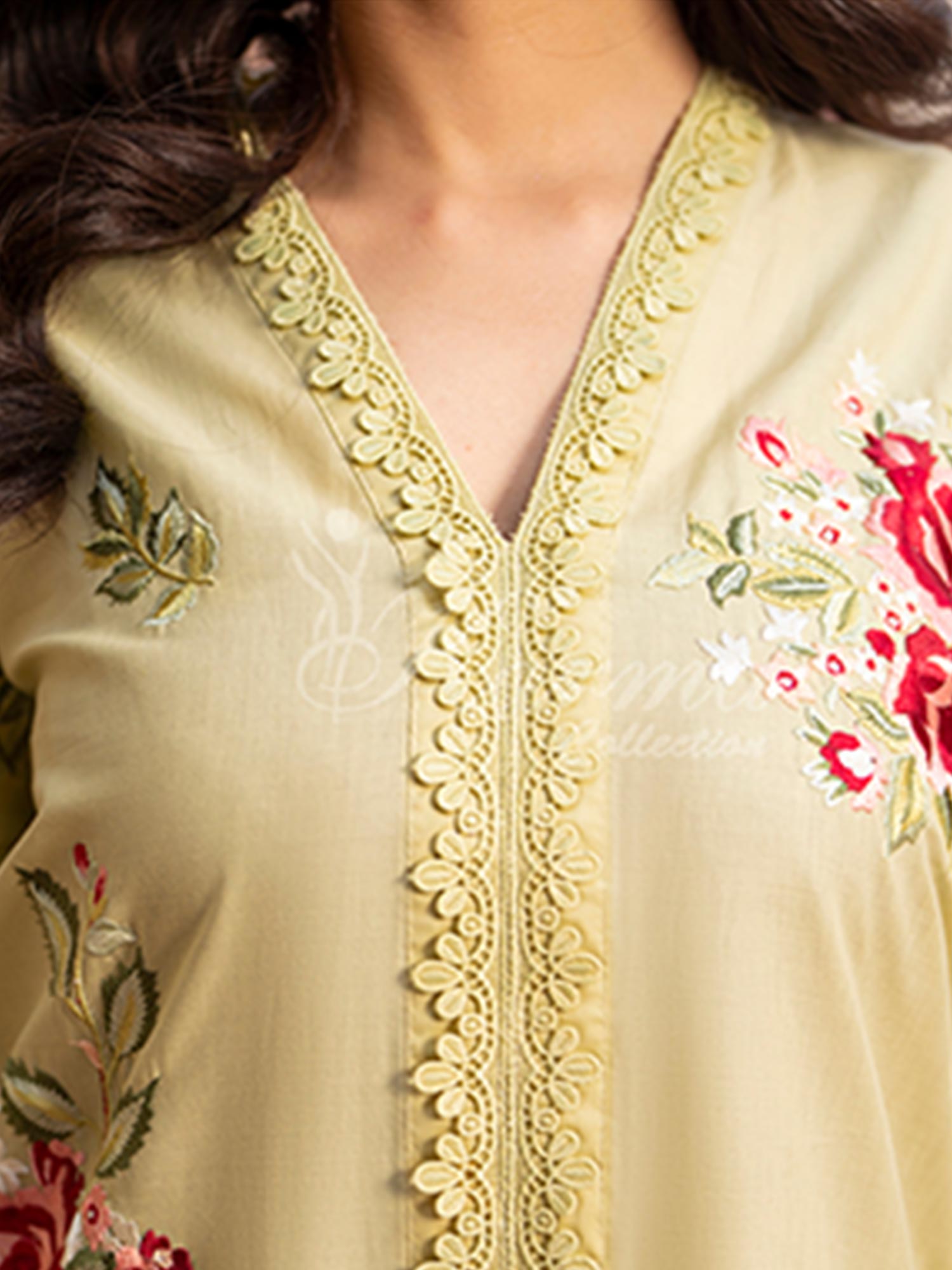 Karma Collection "Kayseria" Sandy Green Embroidered Suit (KC1418)