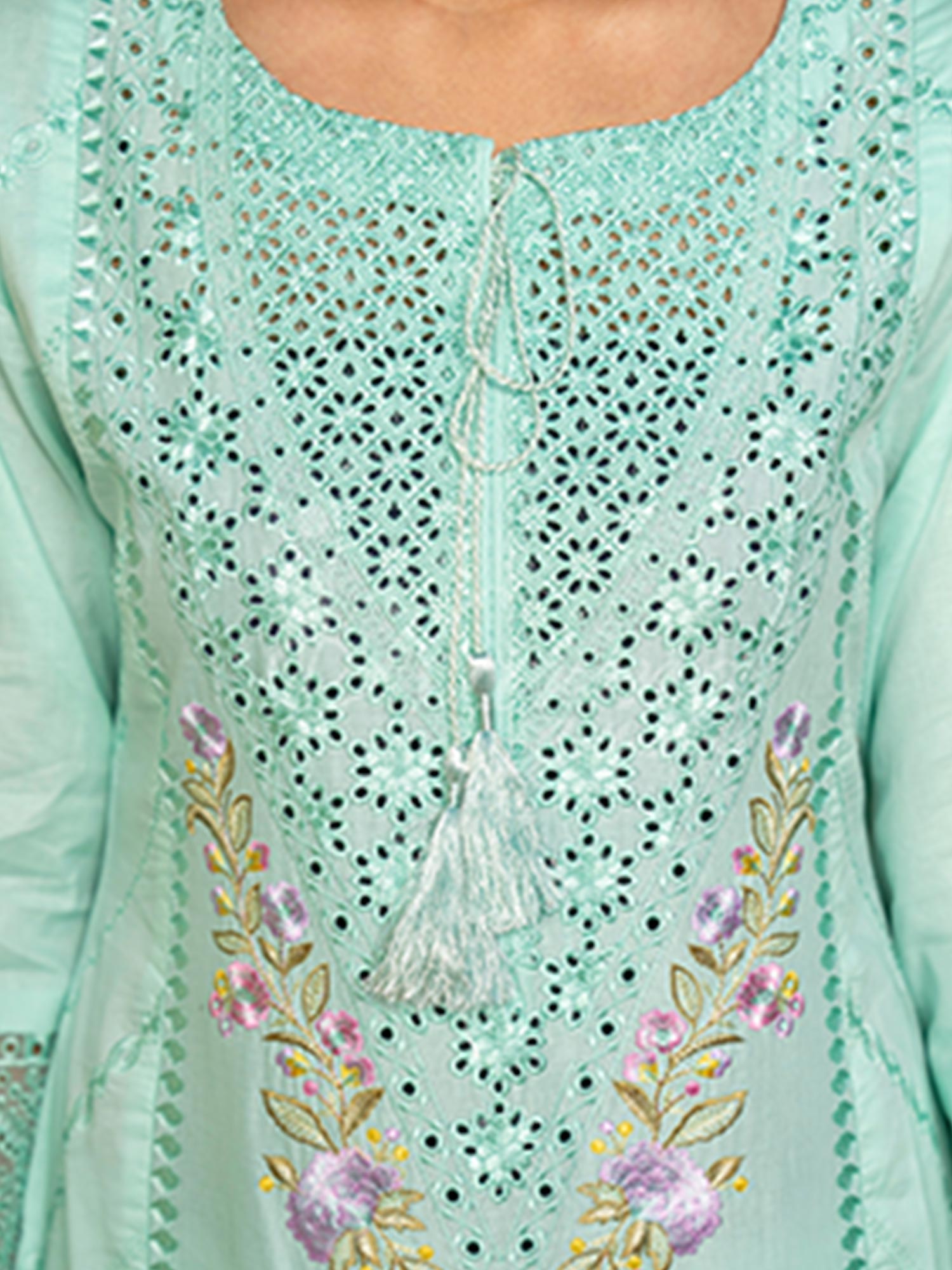 Karma Collection "Kayseria" Turquoise Embroidered Suit (KC1419)