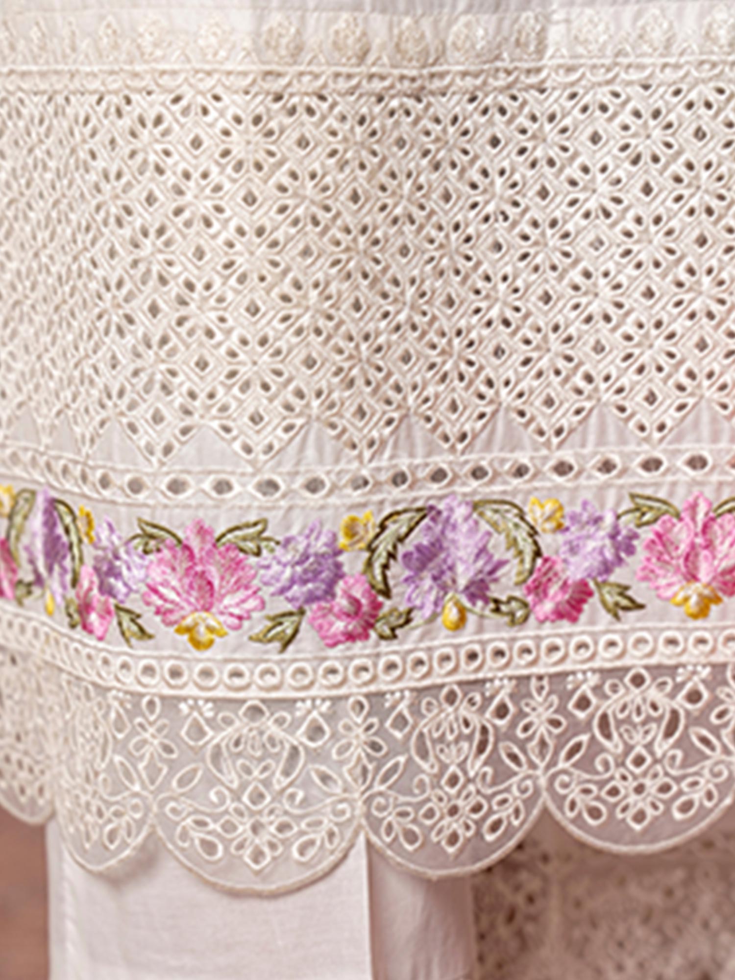 Karma Collection "Kayseria" White Embroidered Suit (KC1419)