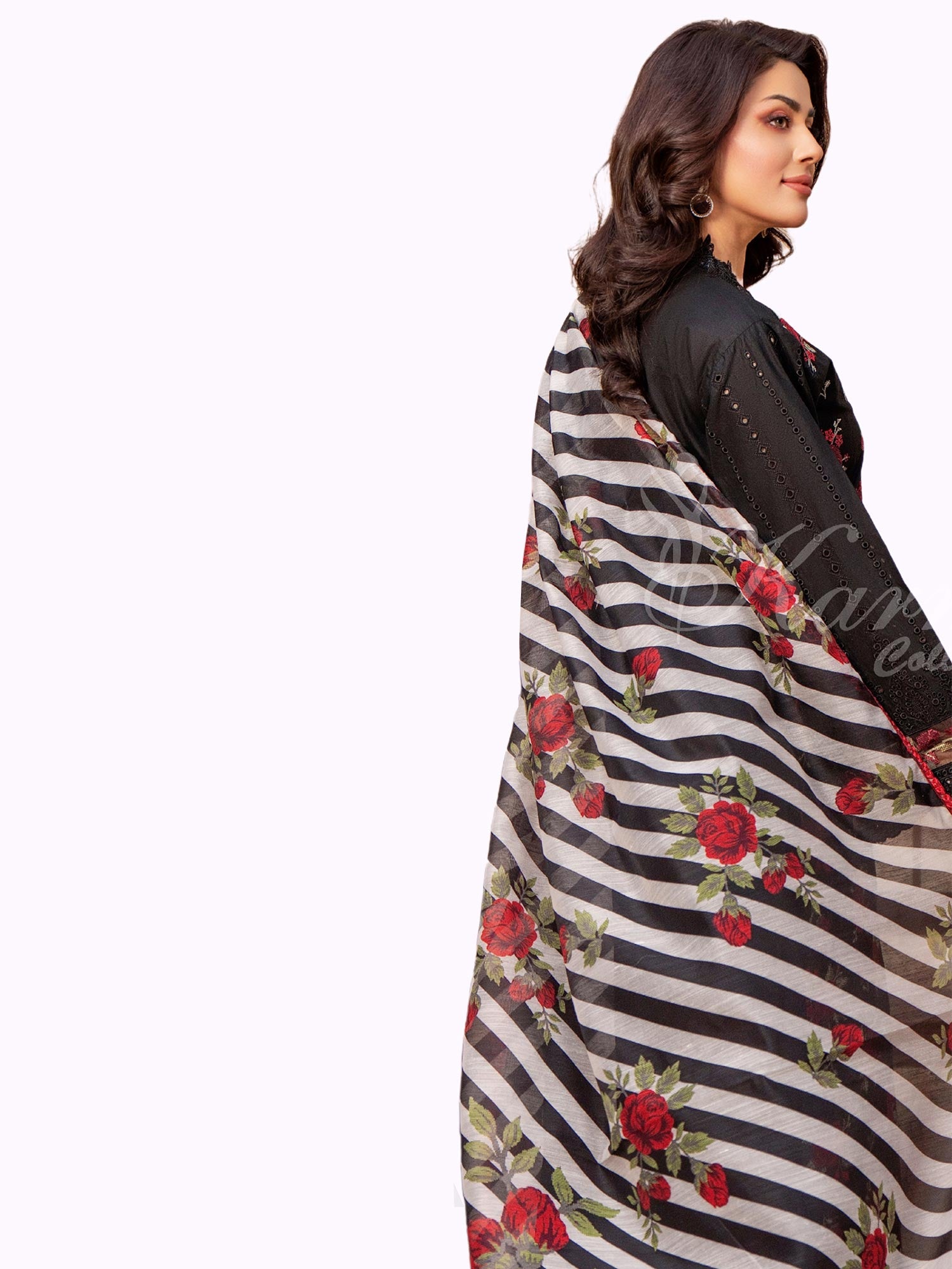 Karma Collection "Kayseria" Black Embroidered Suit (KC1420)