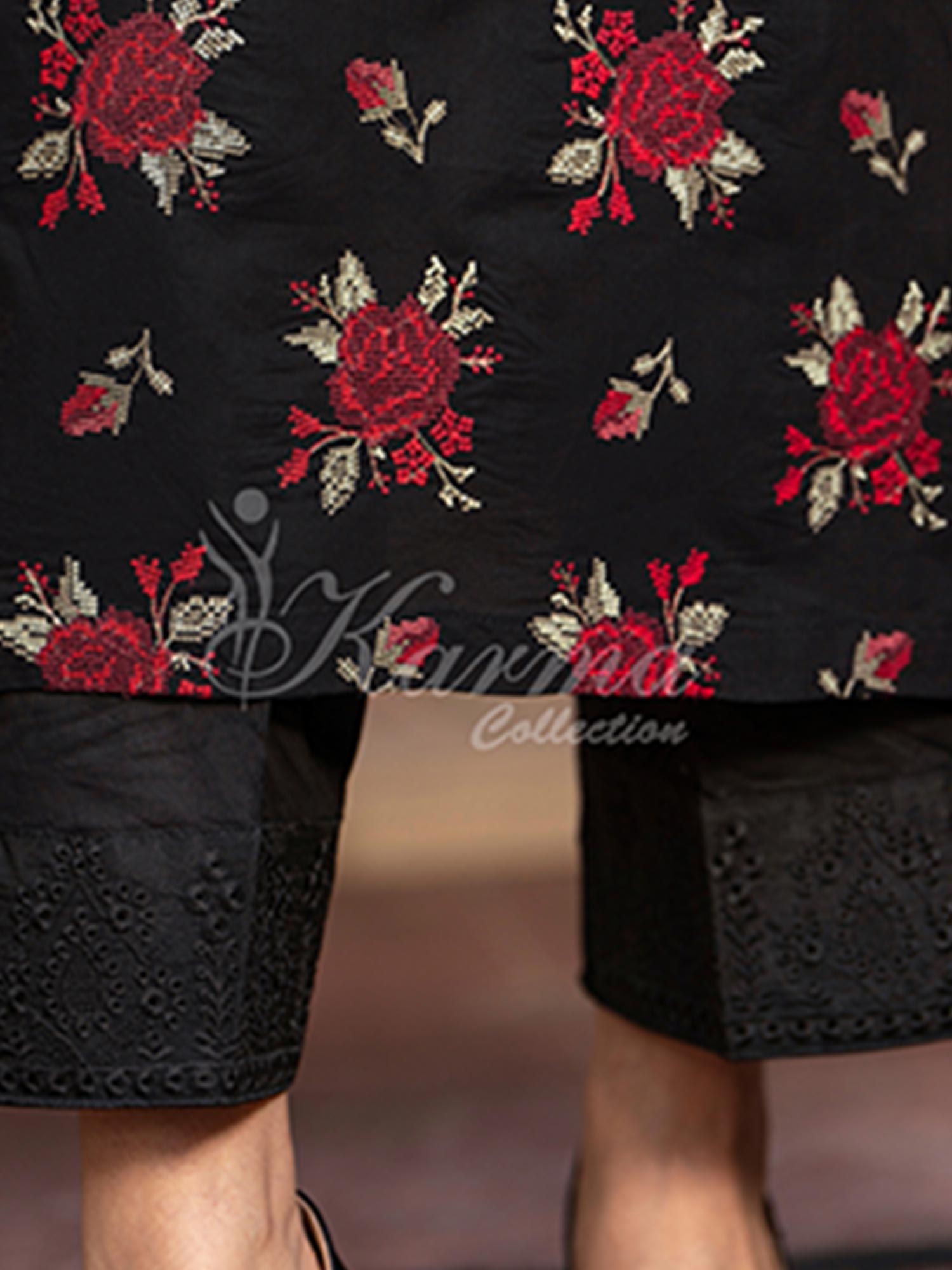 Karma Collection "Kayseria" Black Embroidered Suit (KC1420)