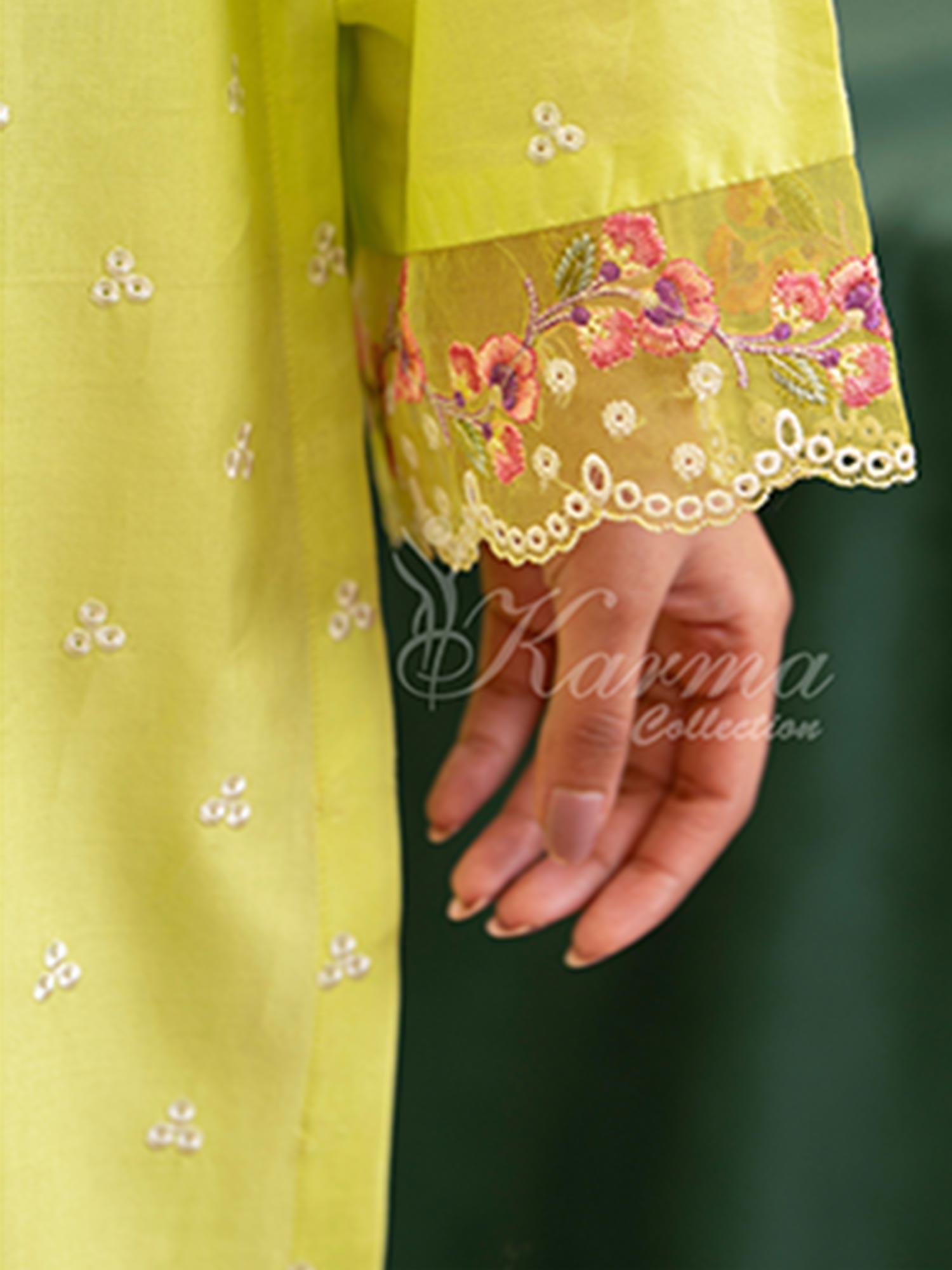 Karma Collection "Kayseria" Lime Embroidered Suit (KC1422)