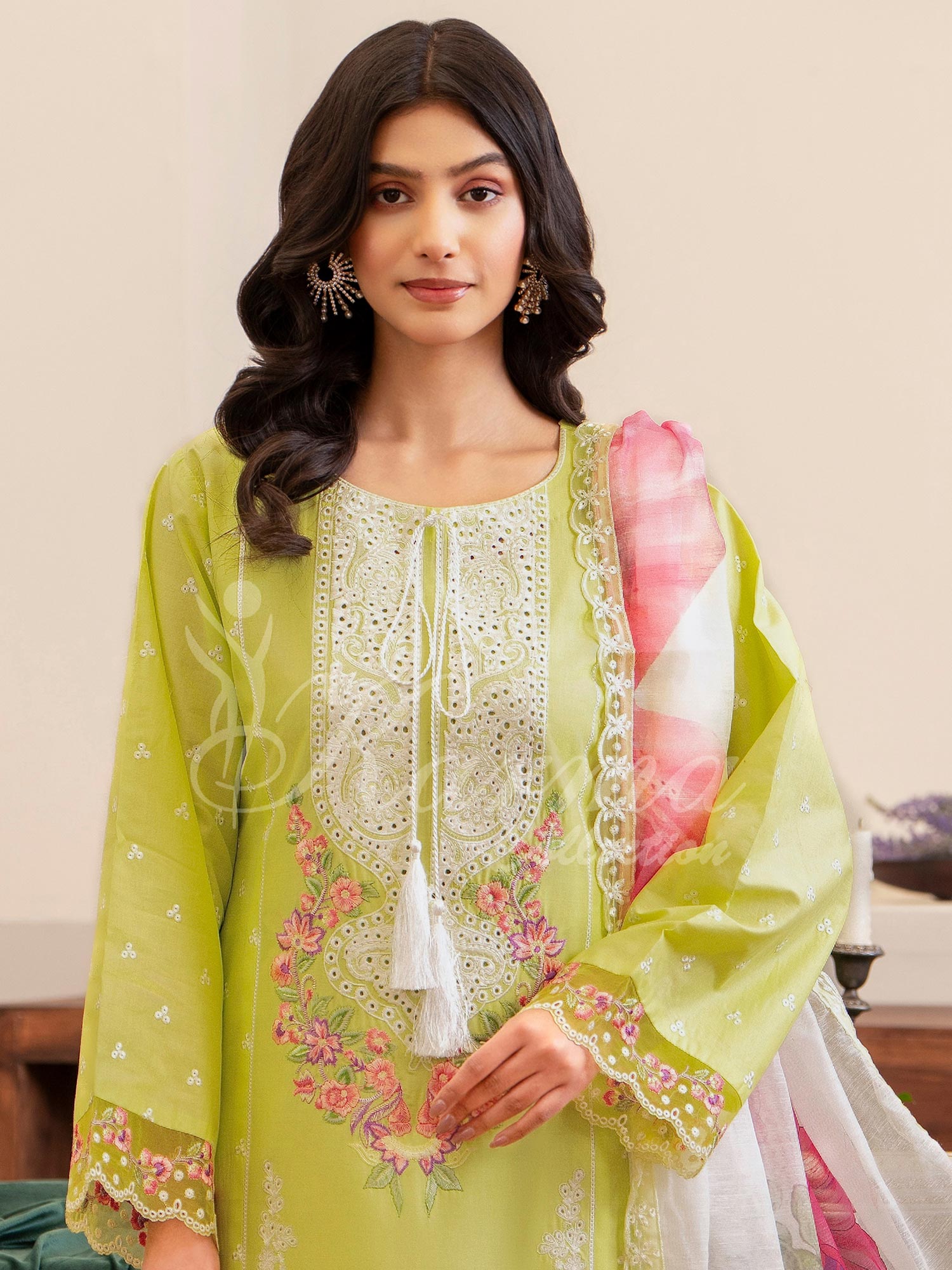 Karma Collection "Kayseria" Lime Embroidered Suit (KC1422)