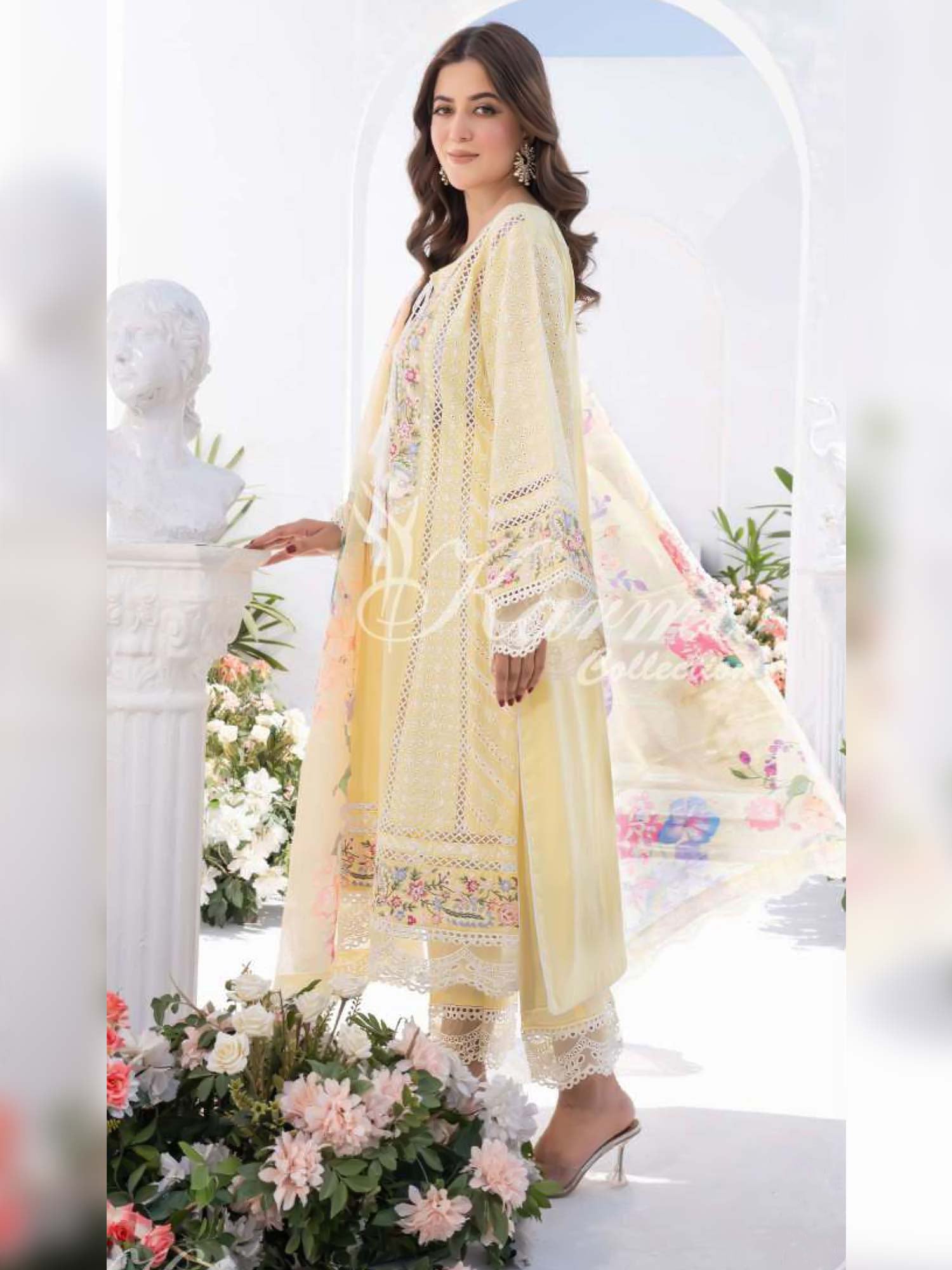 Karma Collection Yellow Cotton Embroidered Suit (KC1330)