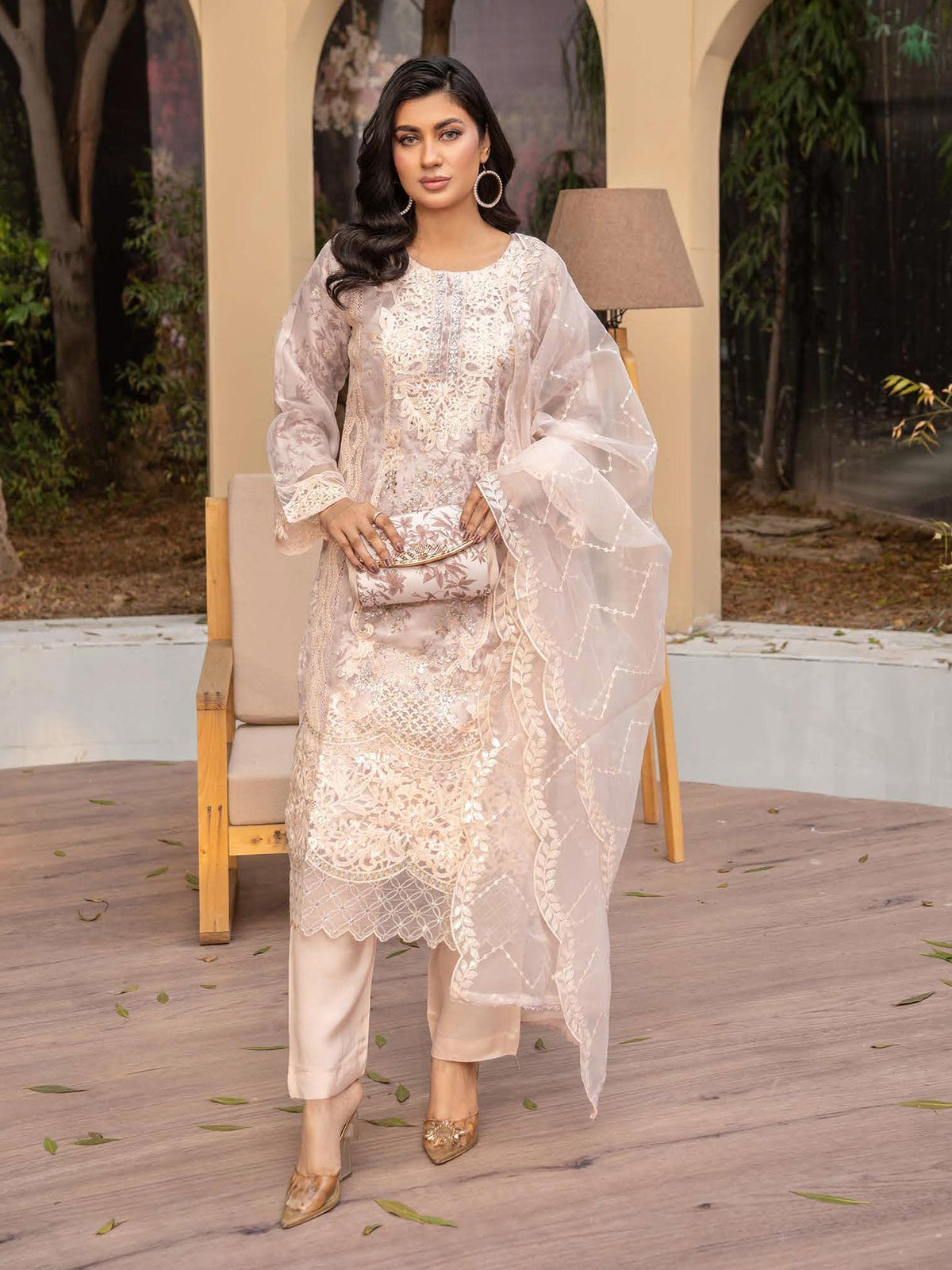 Dem Rangz Rangz Mother-Daughter Lux Organza Suit with Clutch - Peach – MOMINA ...