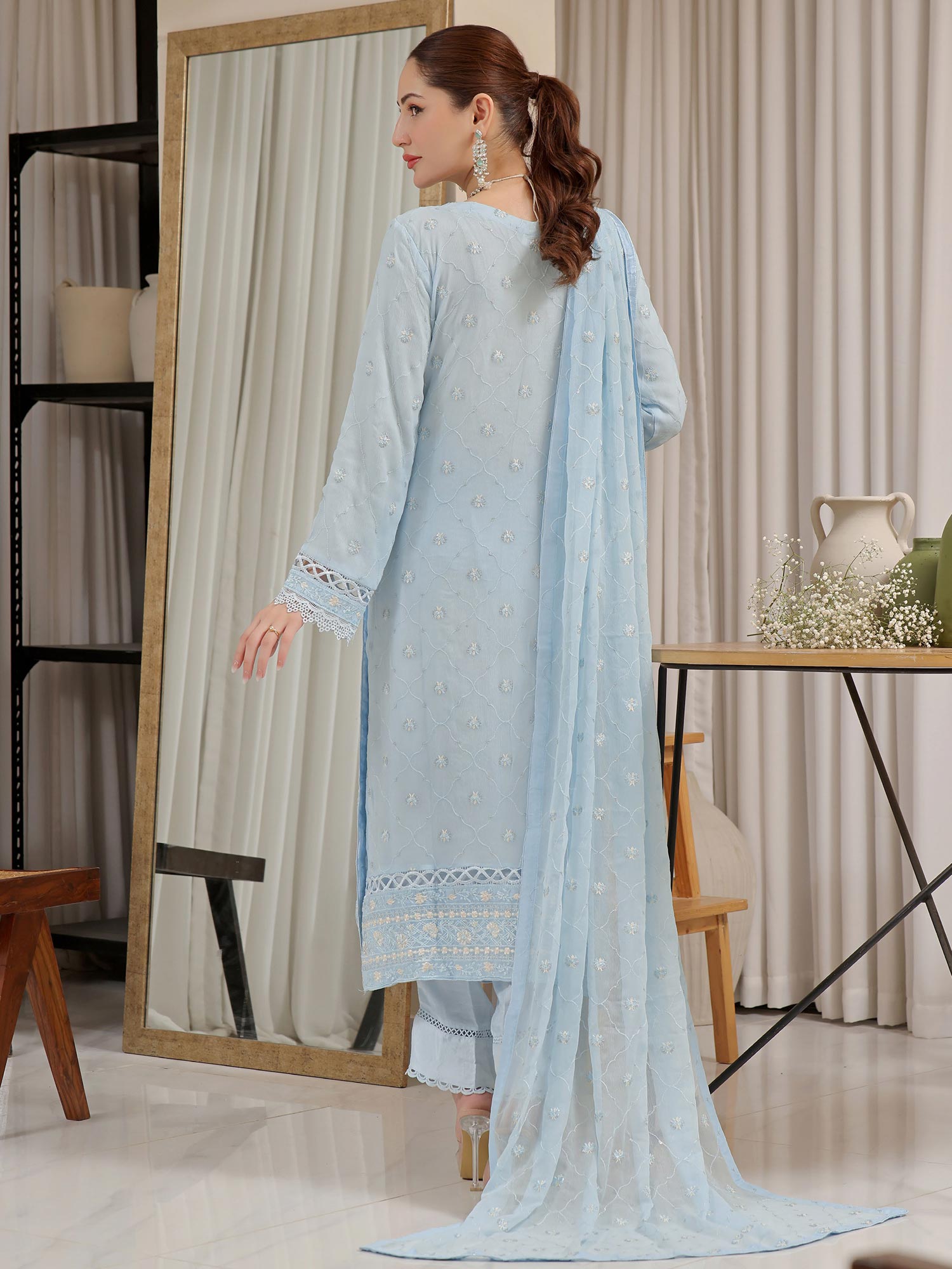 Wardah Uzair "Baag-e-Bahar" Luxury Embroidered Chiffon Suit - Khizan