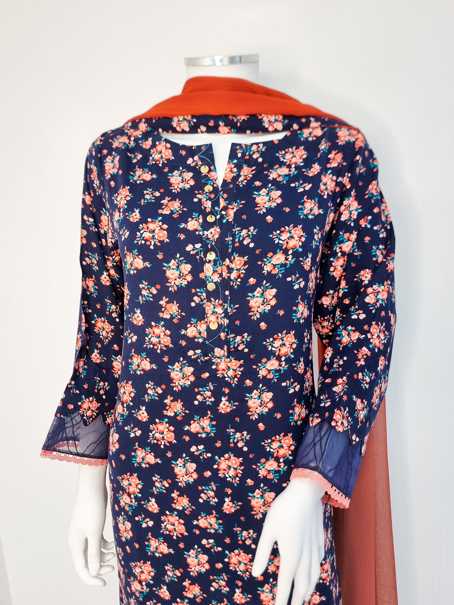 Navy Marina Printed Casual 3-Piece Suit