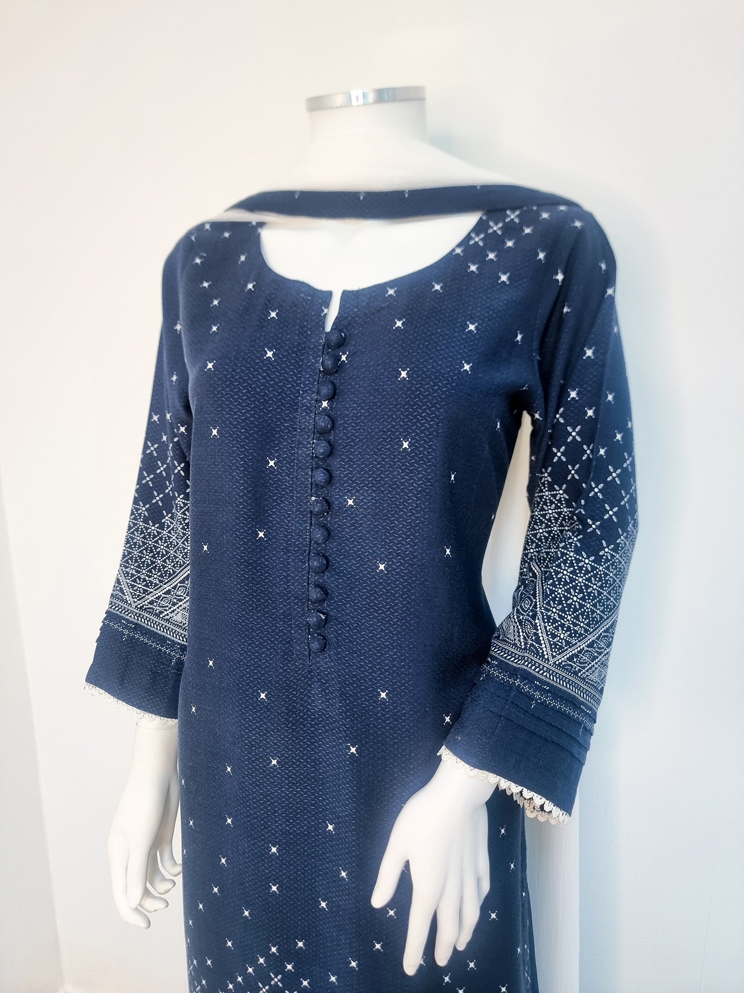 Navy Blue Slub Linen 3-Piece Suit