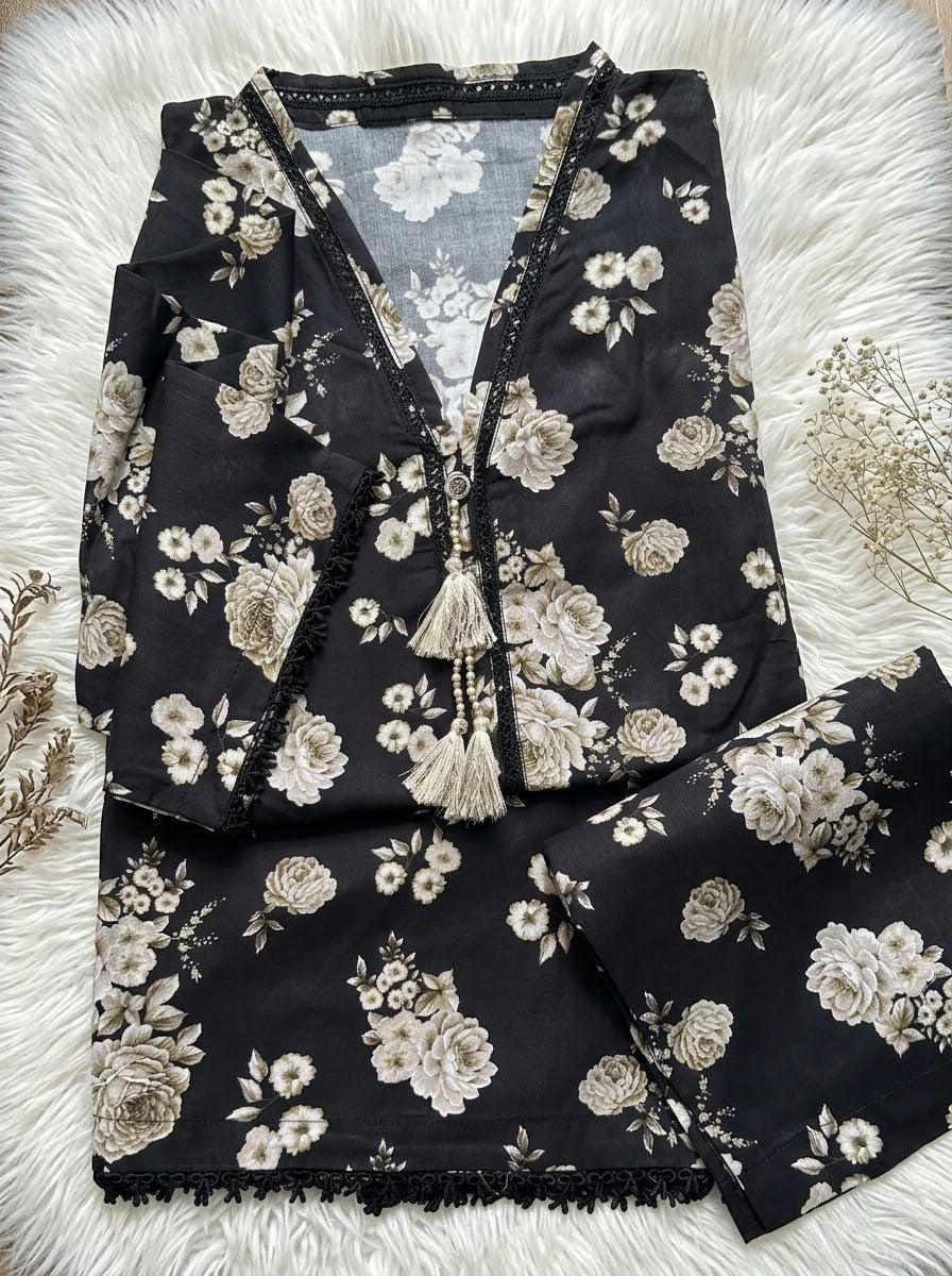Black Winter Linen Casual 2-Piece Co-Ords Suit
