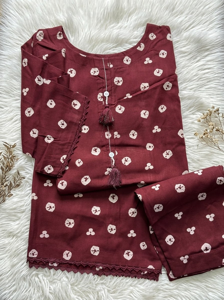 Maroon Winter Linen Casual 2-Piece Co-Ords Suit
