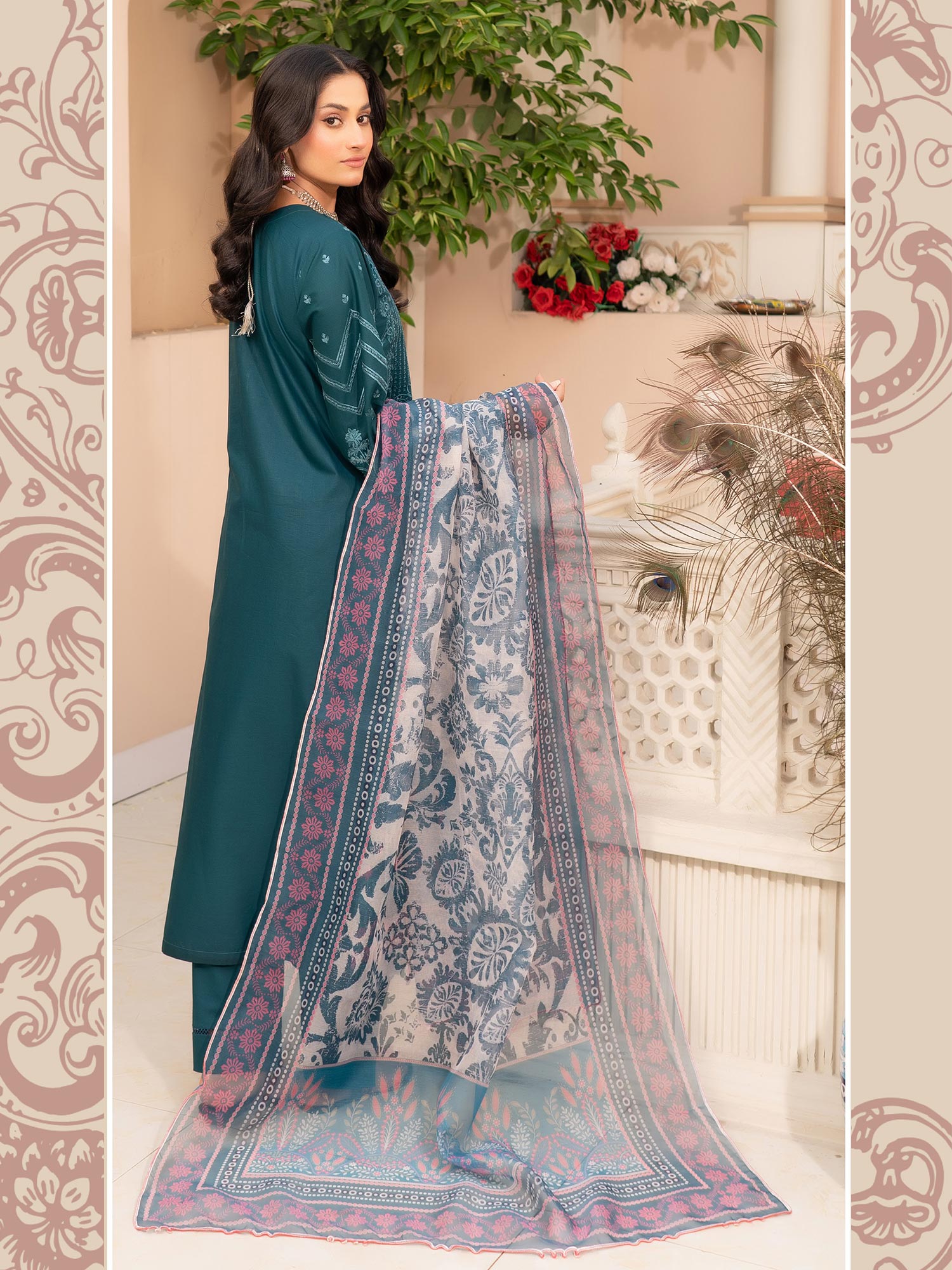 Munira Embroidered Lawn Suit (MSL-02) - Teal